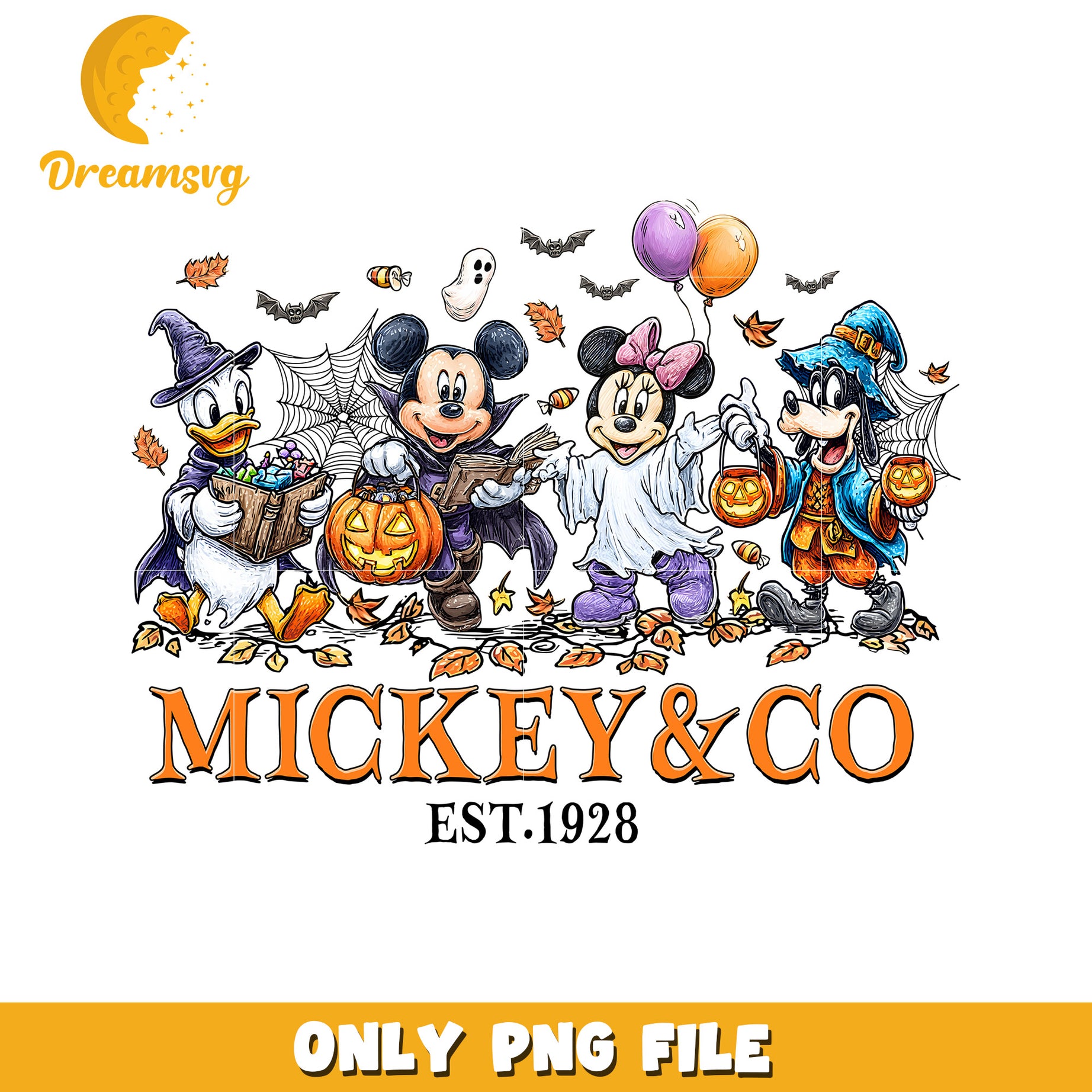 Mickey and co png, halloween toys png, halloween characters png