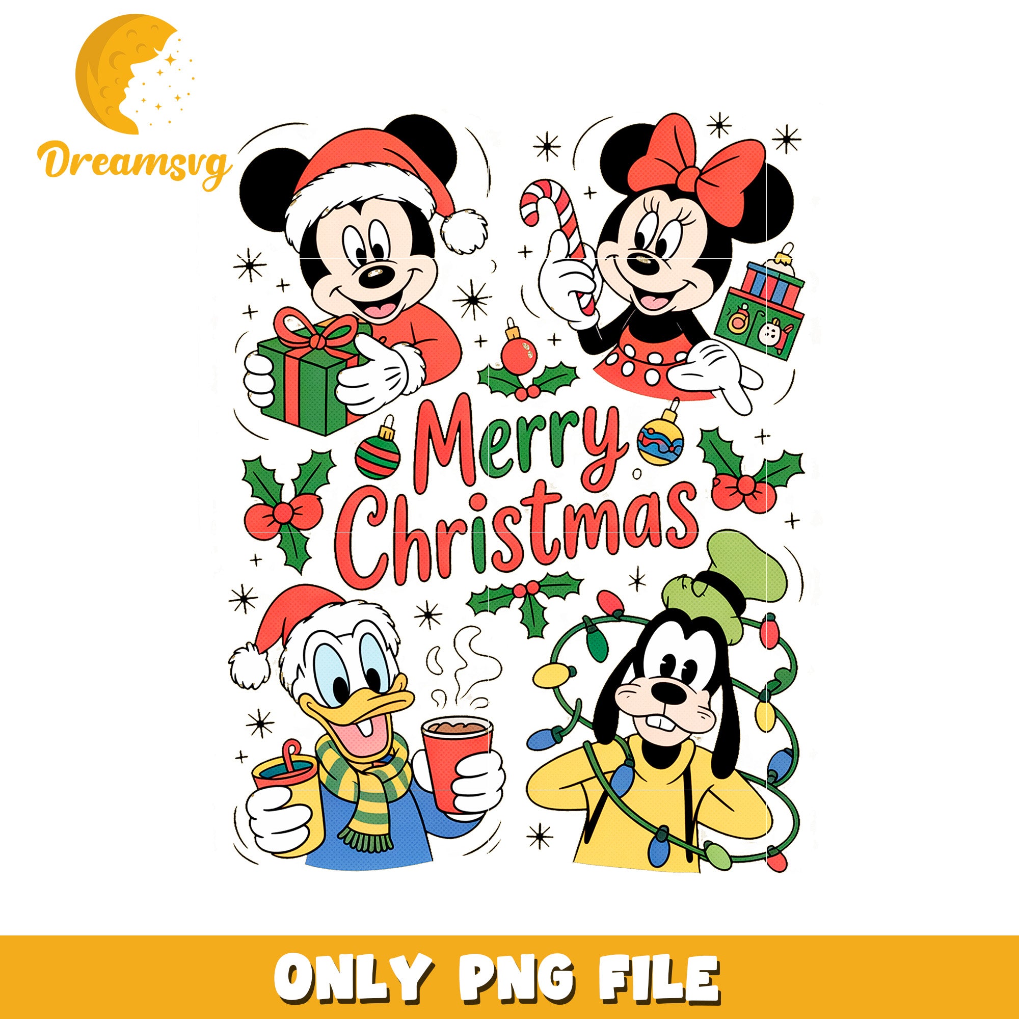 Mickey and friends christmas png, merry christmas​ png, christmas bell png