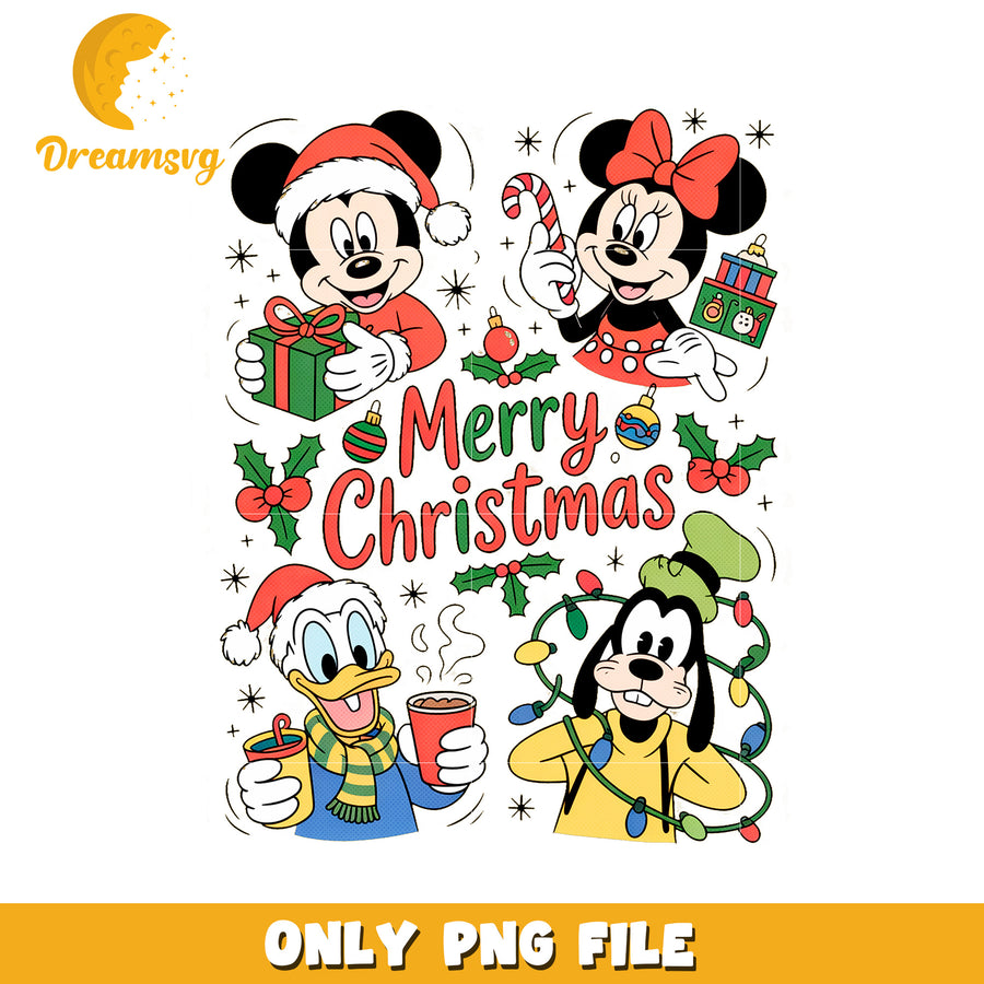Mickey and friends christmas png, merry christmas​ png, christmas bell png