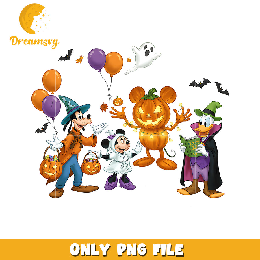 Mickey and friends design png, halloween wallpaper png, happy halloween png