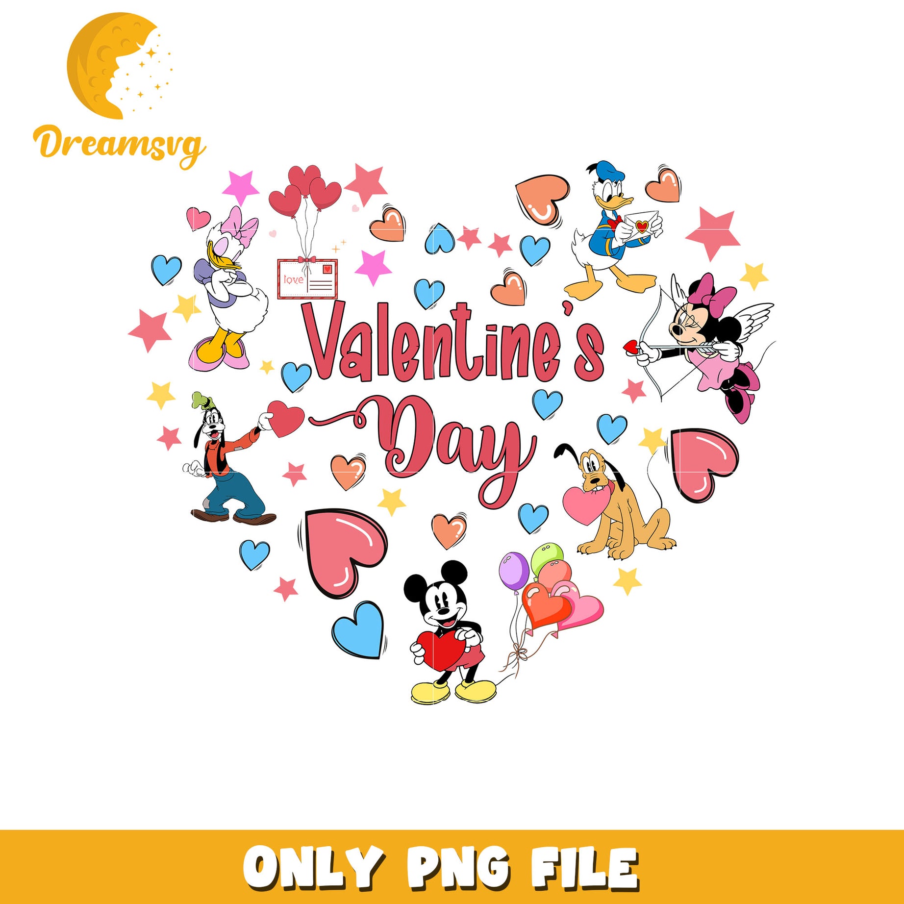 Mickey and friends heart shape png, disney png, valentine png