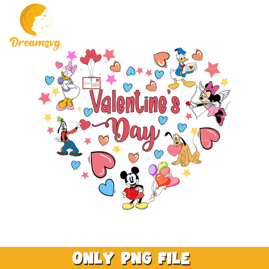 Mickey and friends heart shape png, disney png, valentine png