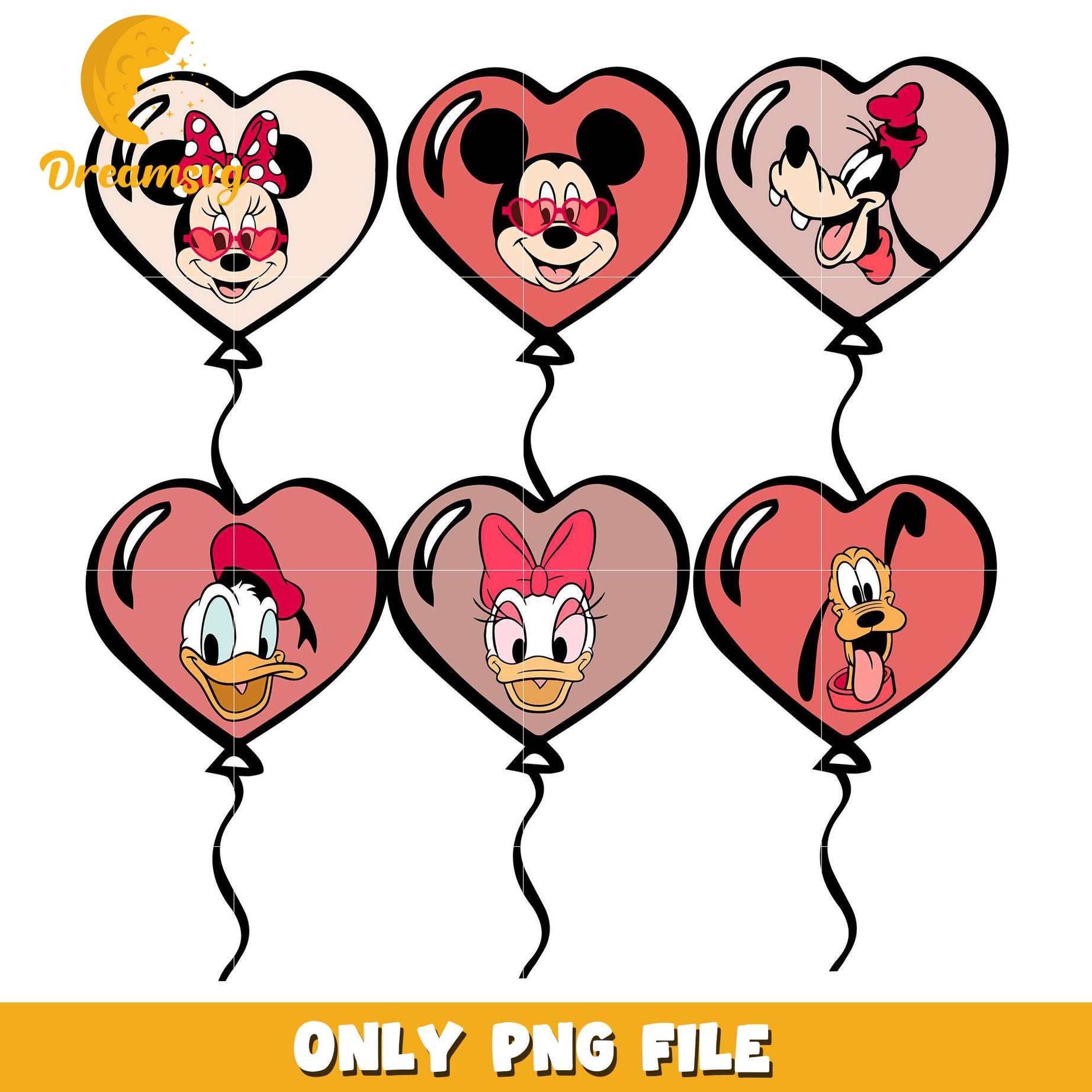 Mickey and friends heart shape valentine png, disney png