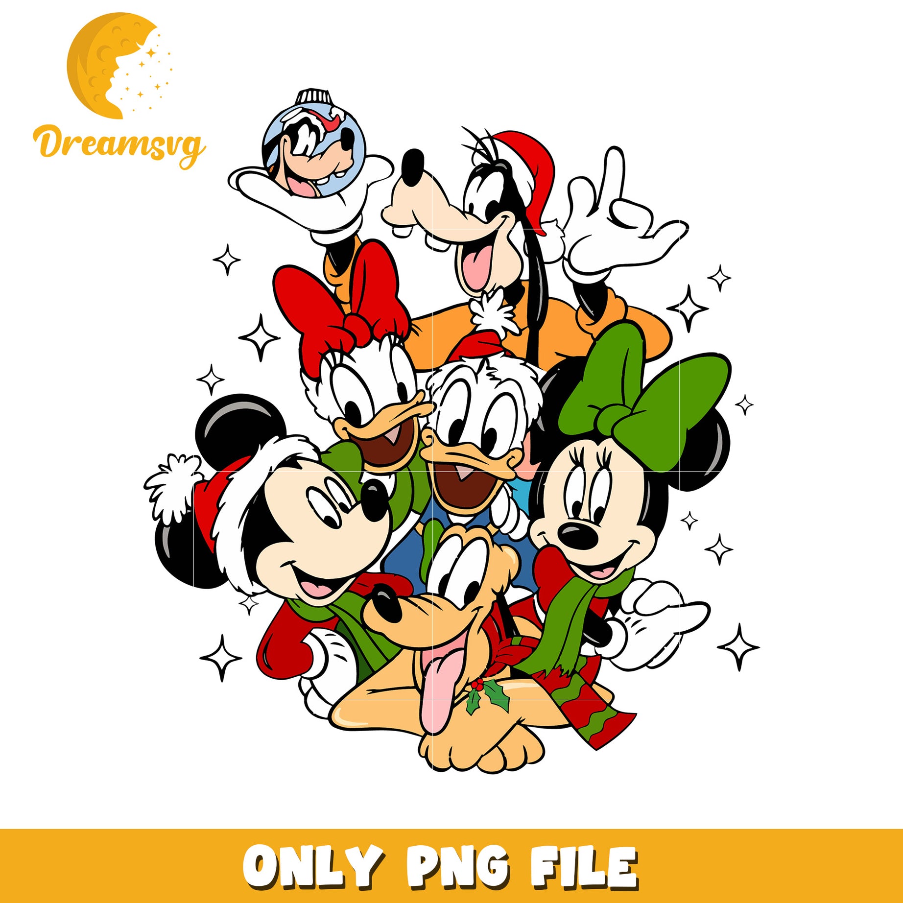 Mickey and friends in christmas png, disney characters png, disney christmas png