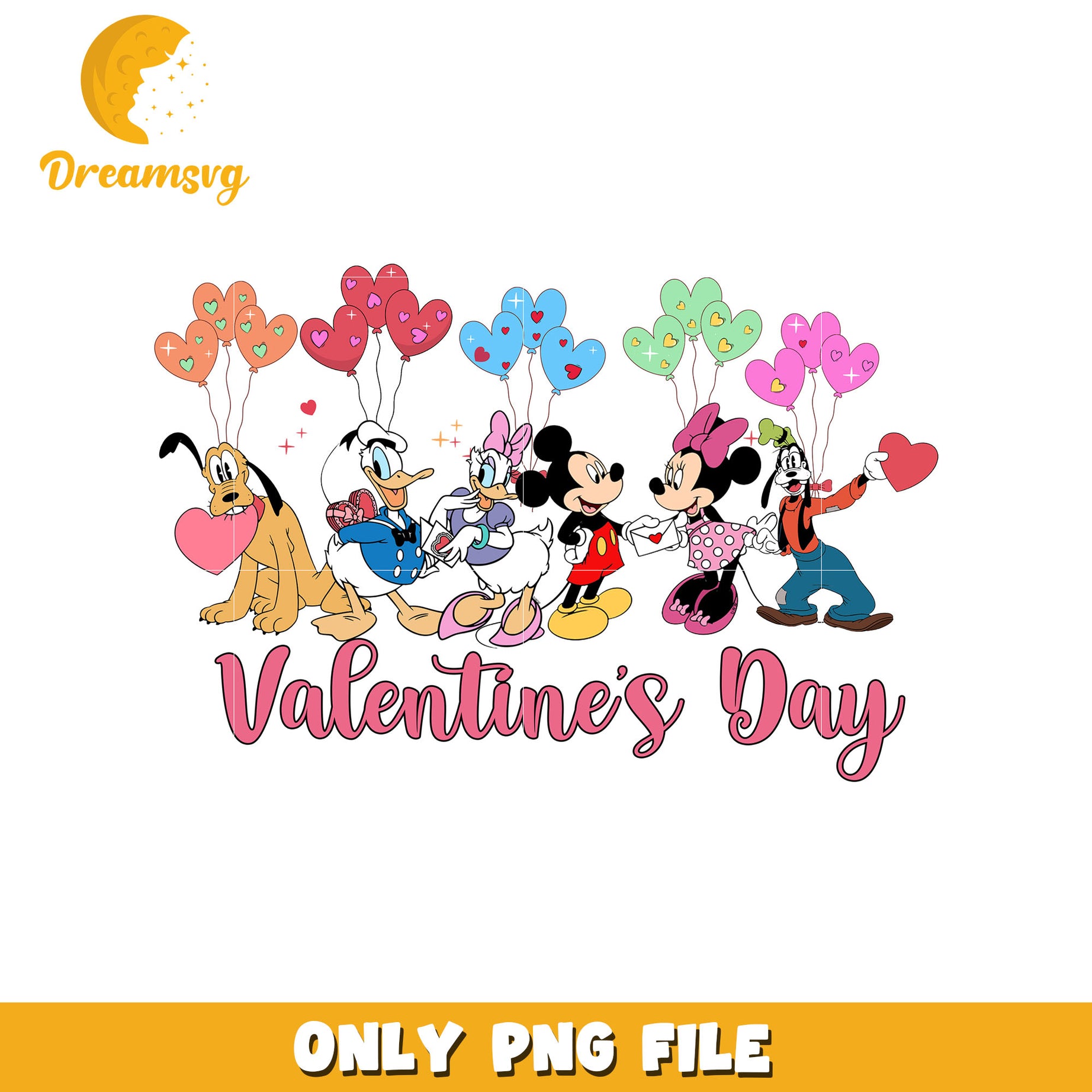 Mickey and friends valentine's day png, disney png, valentine png