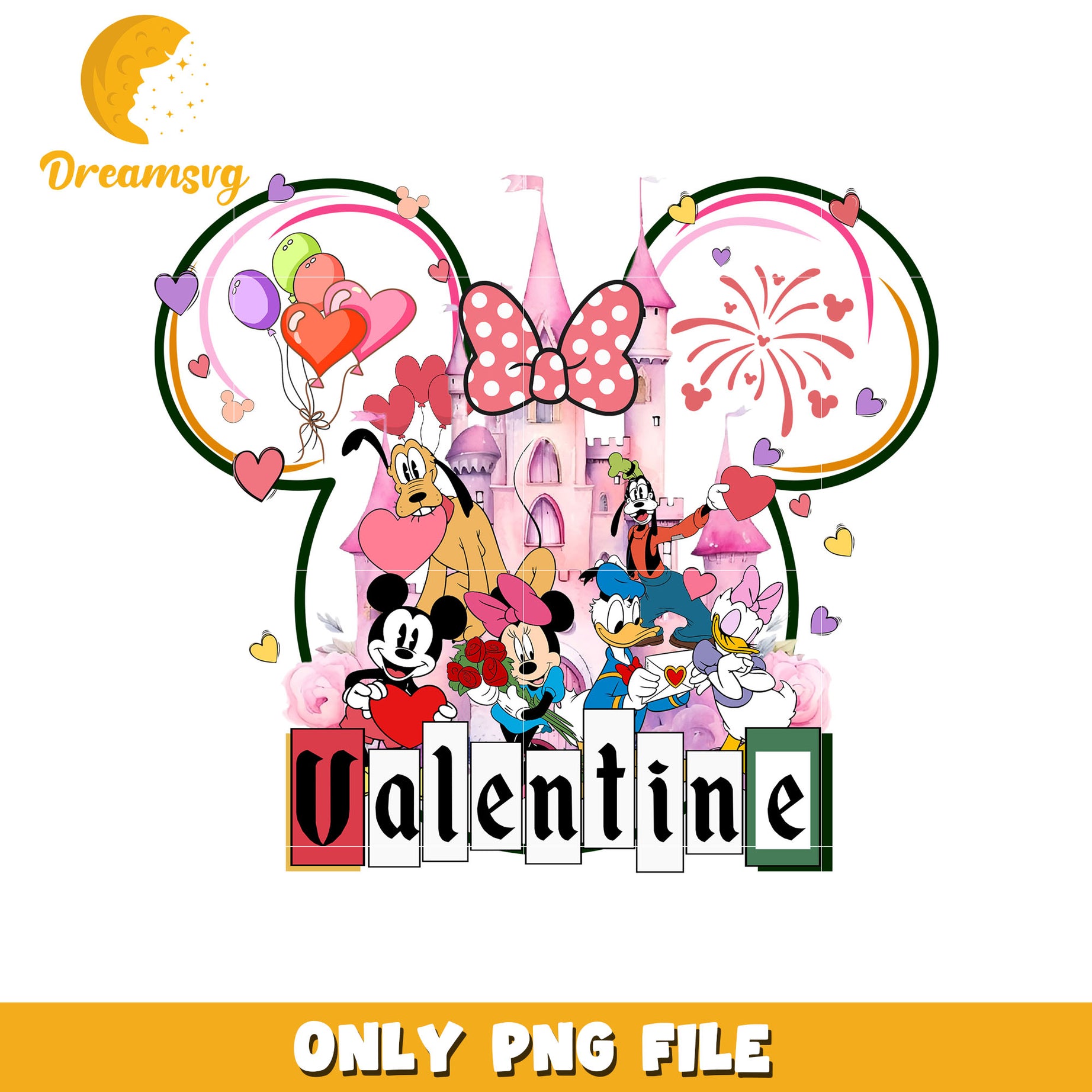 Mickey and friends valentine png, minnie head png, valentine png