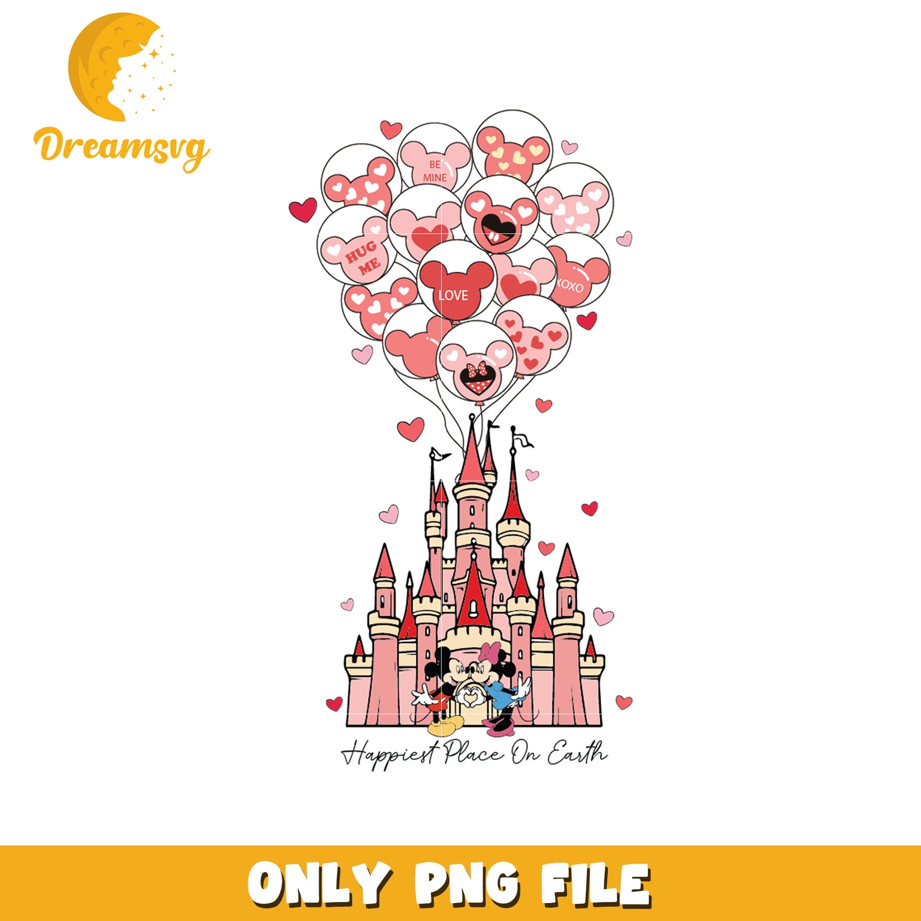 Mickey and minnie disney castle png, disney png, valentine png