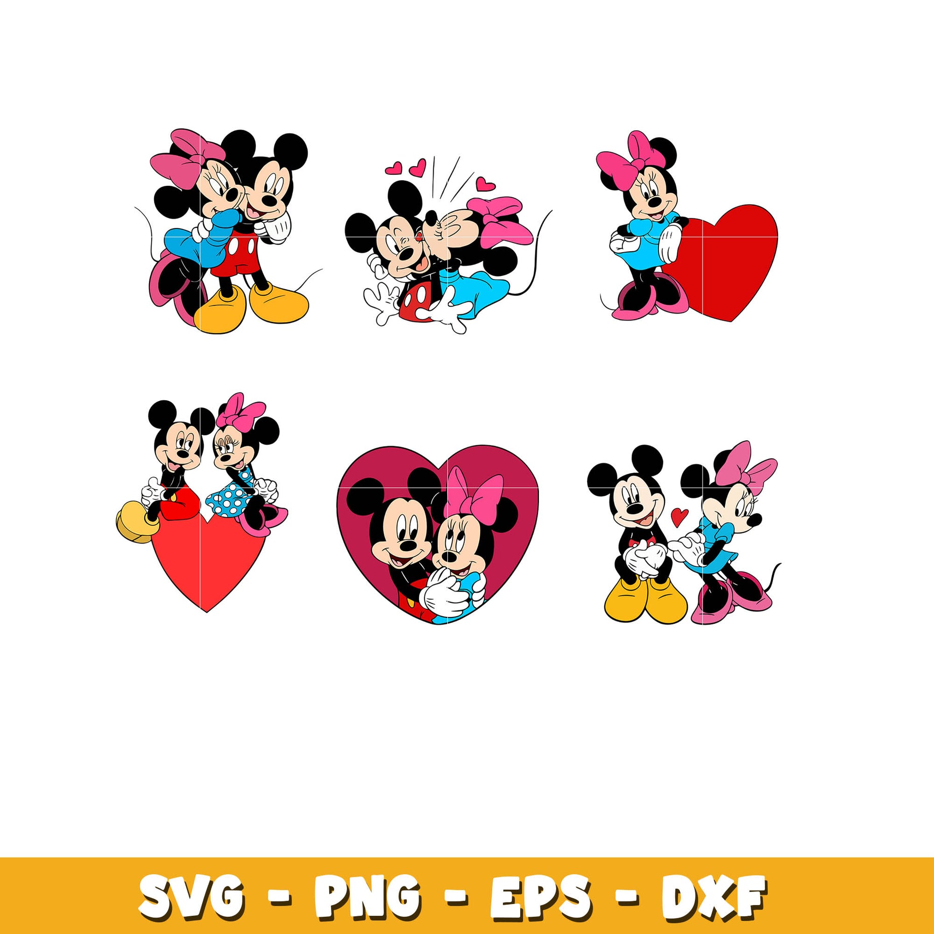 Mickey and Minnie Valentine bundle svg,  Disney cartoon svg, Digital download 