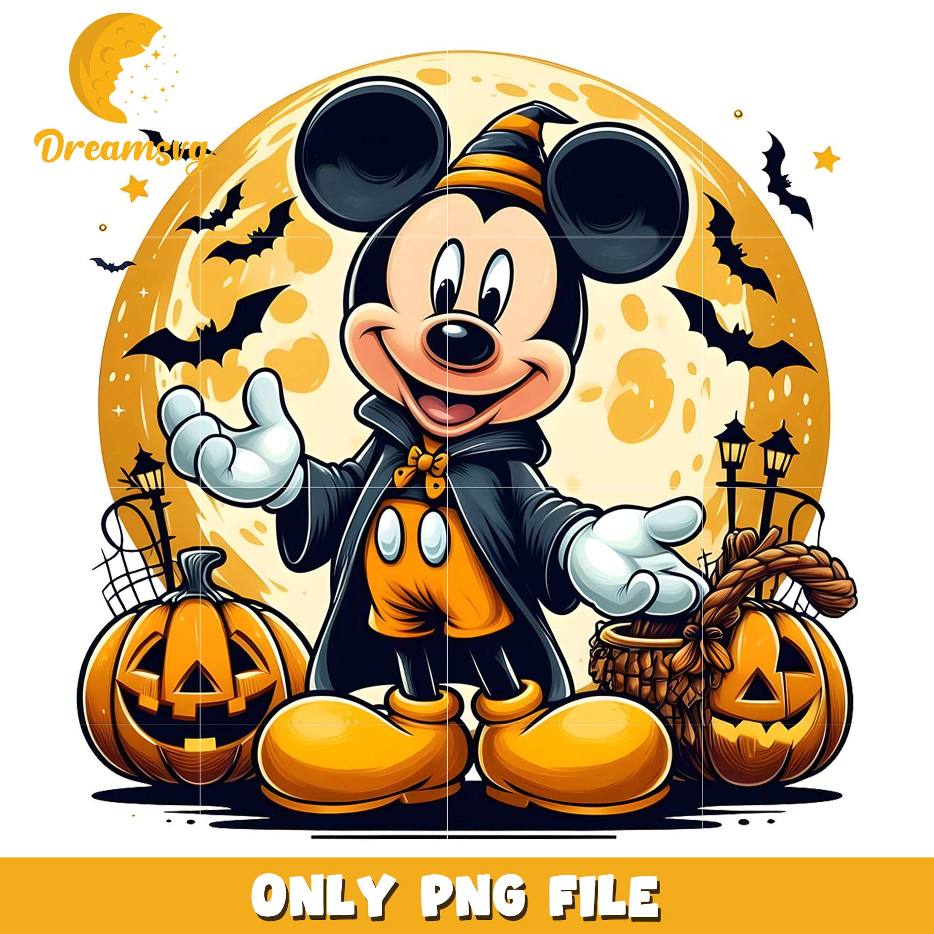 Mickey and the moon png, halloween​​​​ toys png, cartoon characters png