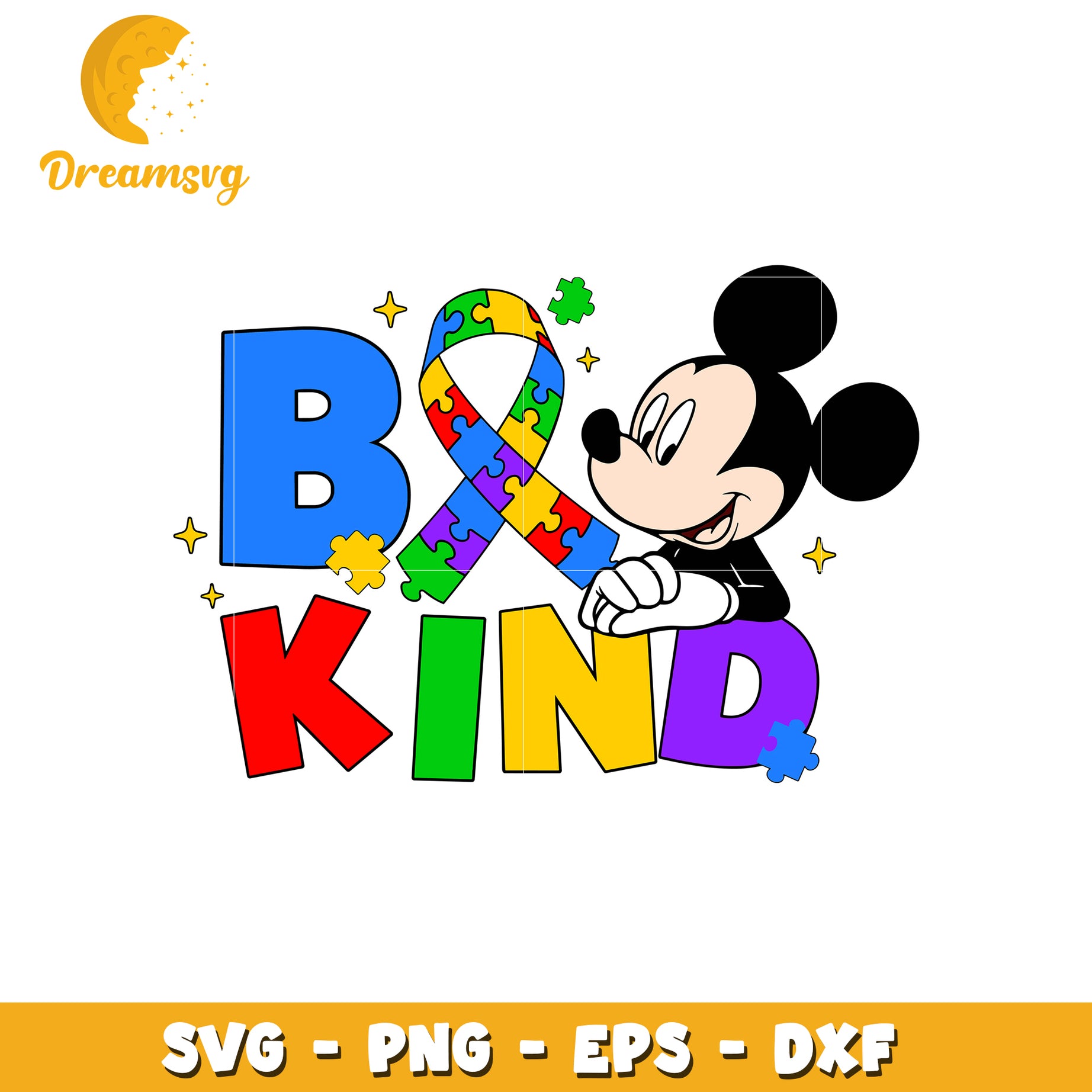 Mickey be kind awareness ribbon svg, autism awareness svg