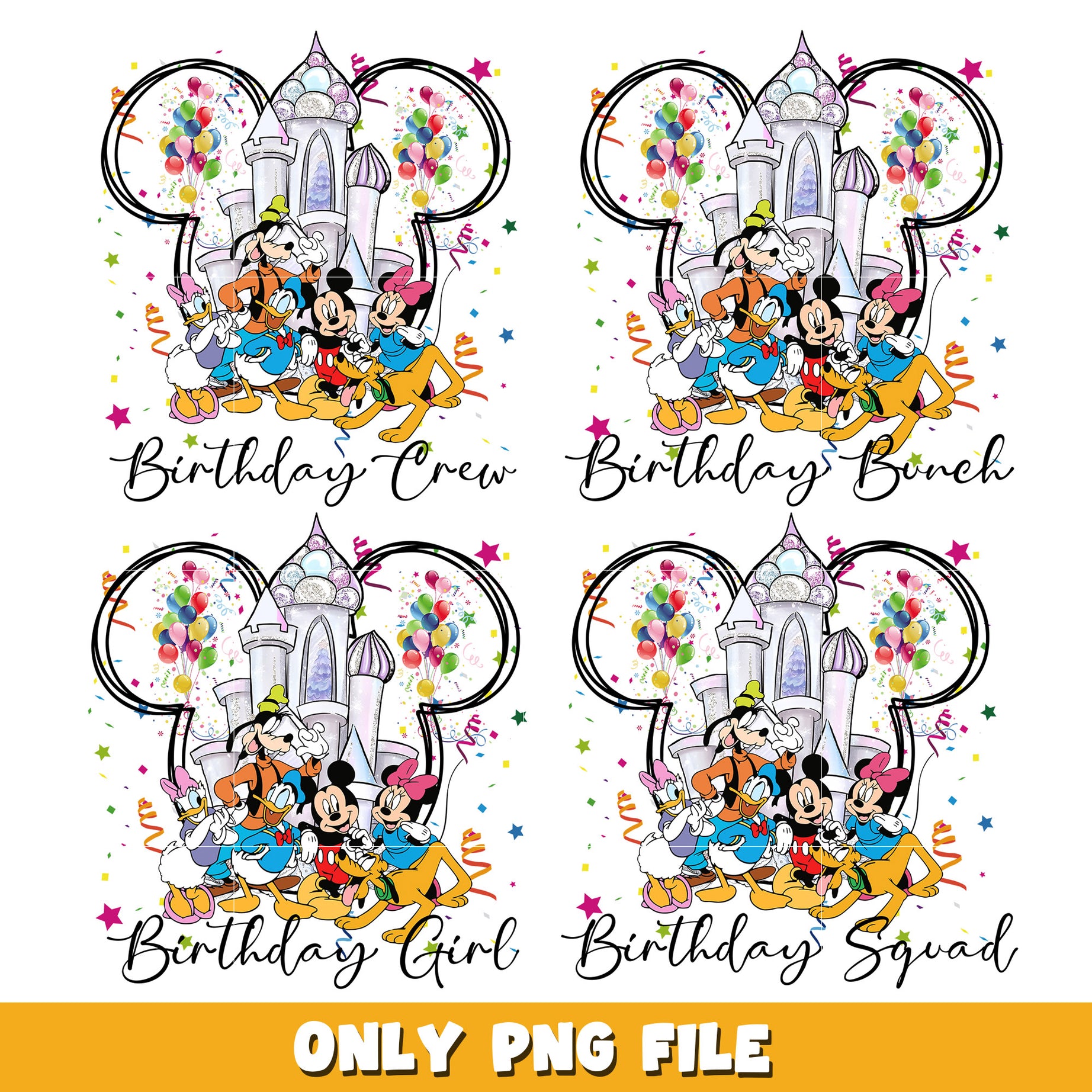 Mickey birthday crew bundle png, Disney cartoon png, Digital download  