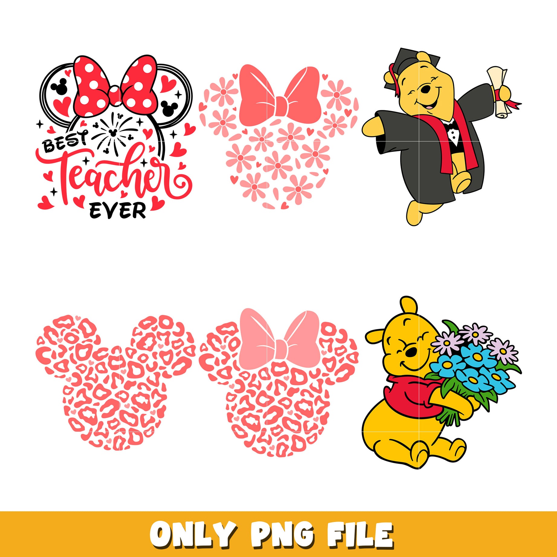 Winnie The Pooh and Mickey mouse head bundle png, Disney cartoon png, Digital download  