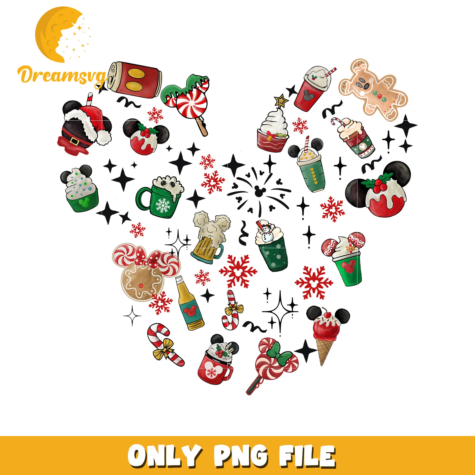 Mickey christmas illustration png, disney spirit png, cozy disney png