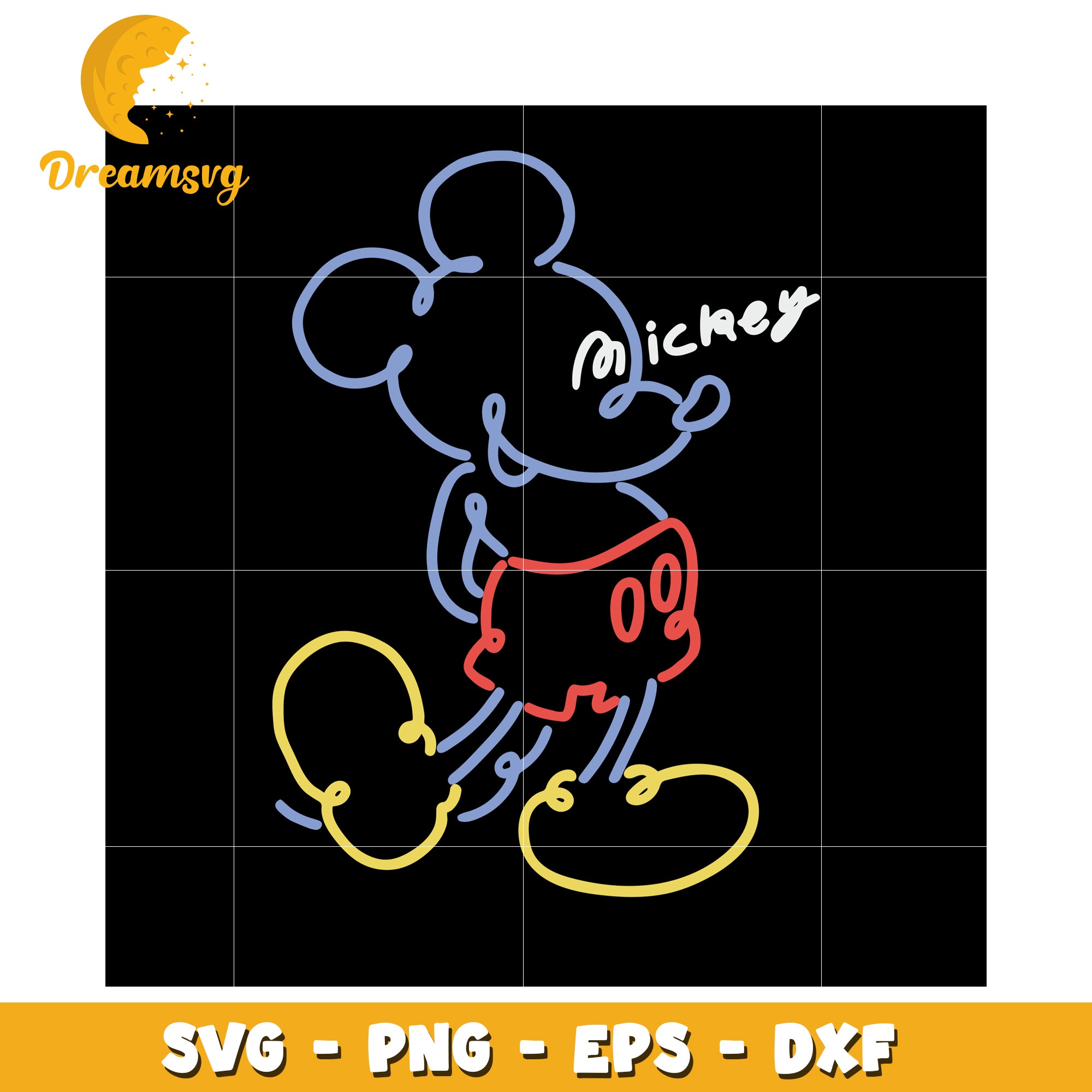 Mickey color ouline svg, disney cartoons svg, mickey mouse svg