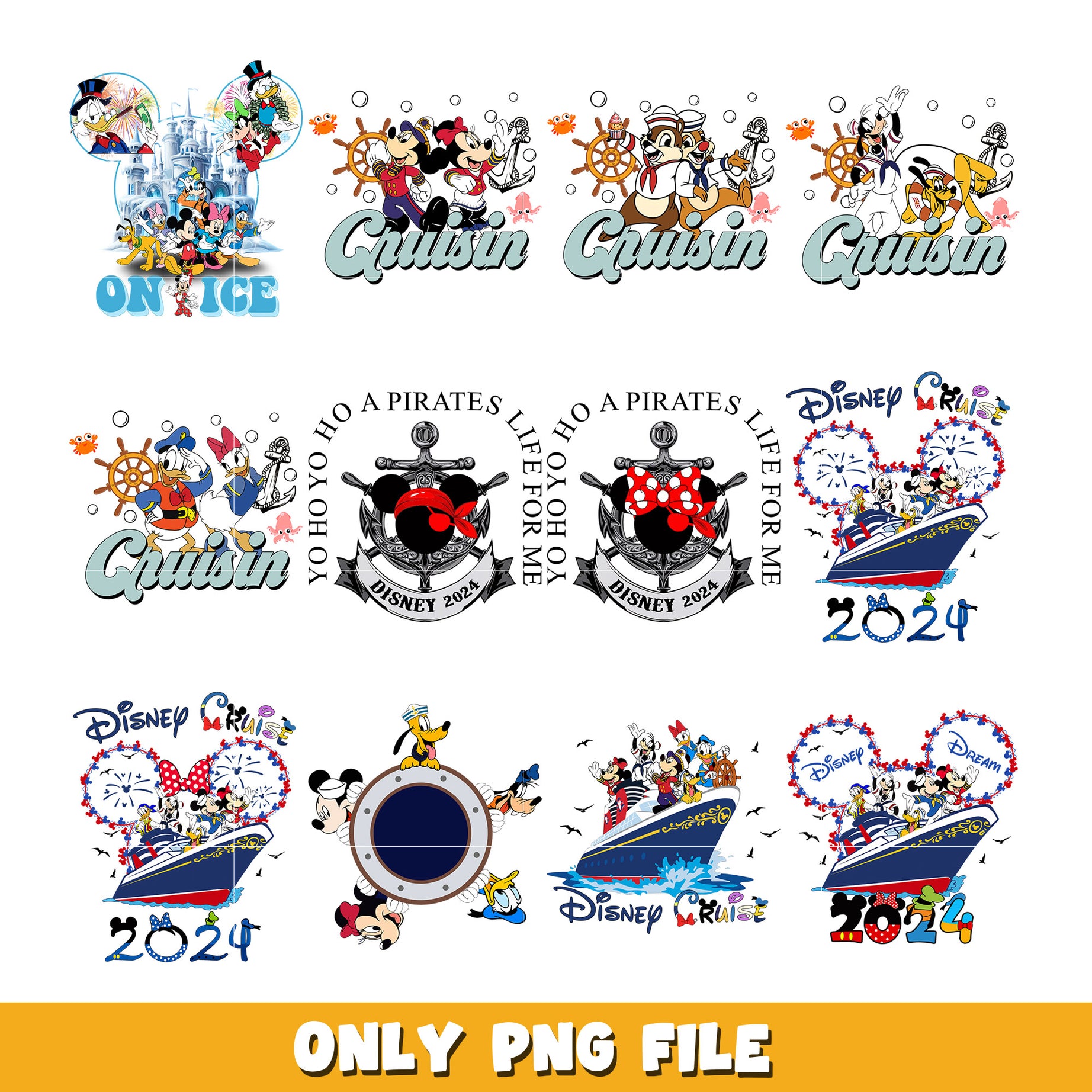 Mickey cruise bundle png, Disney cartoon png, Digital download  