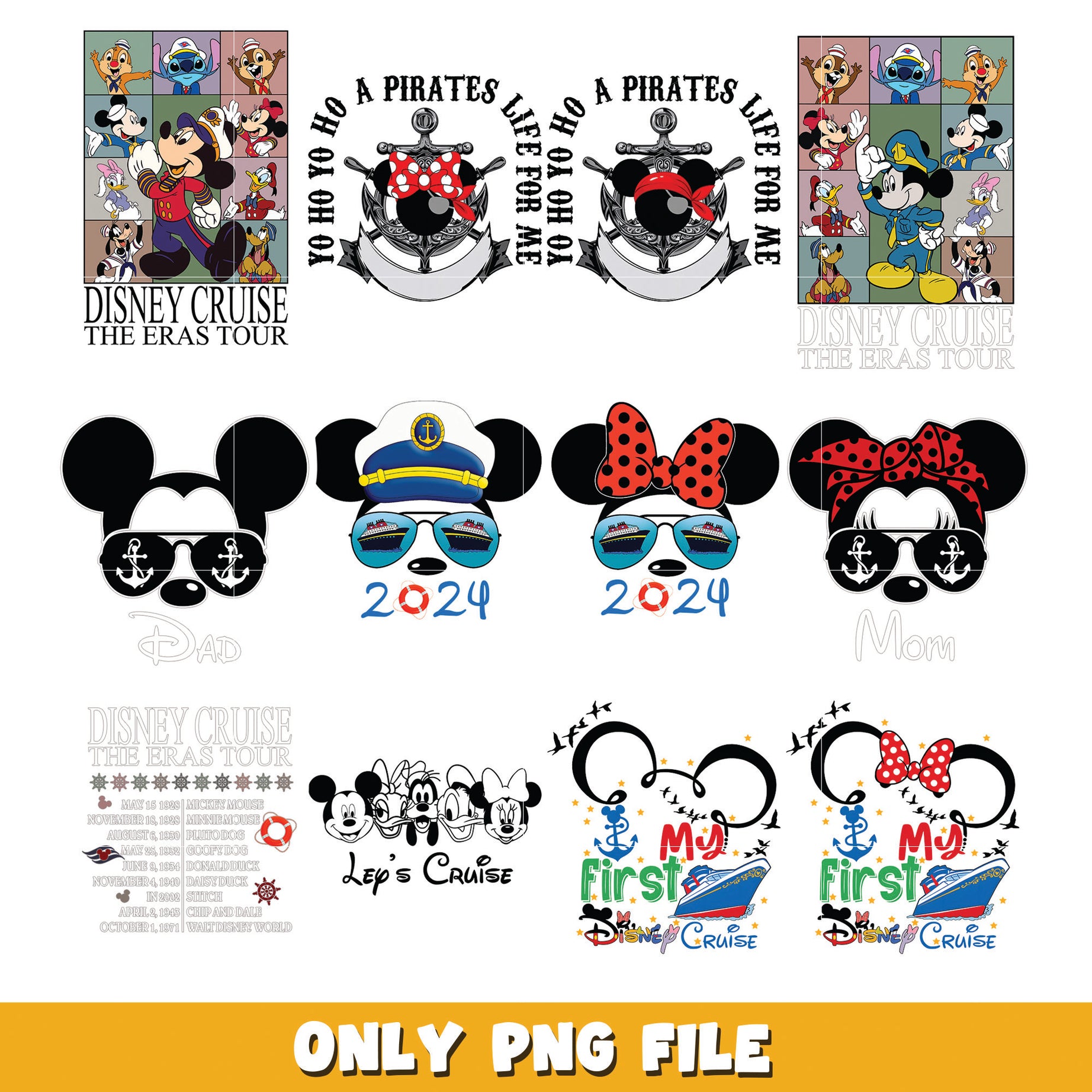 Mickey mouse and friends cruise bundle png, Disney cartoon png, Digital download  