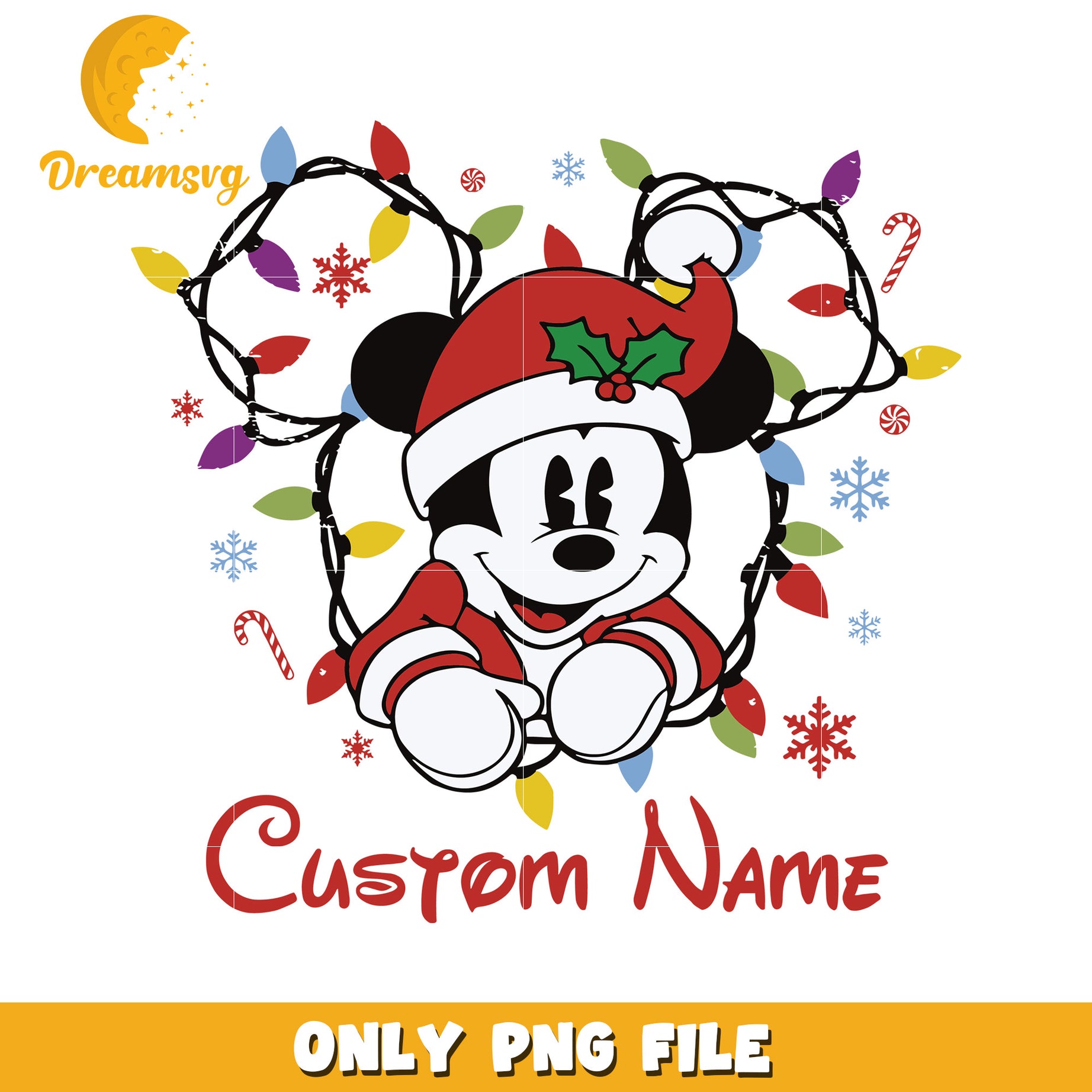 Mickey custom name png, christmas png, disney characters png