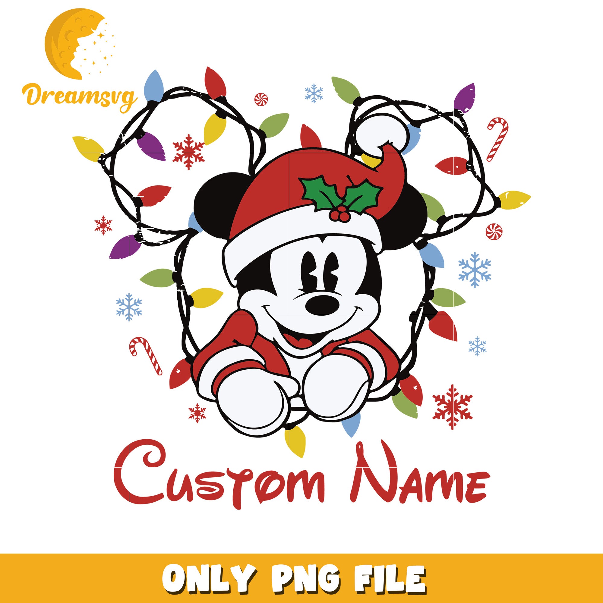 Mickey custom name png, christmas png, disney characters png