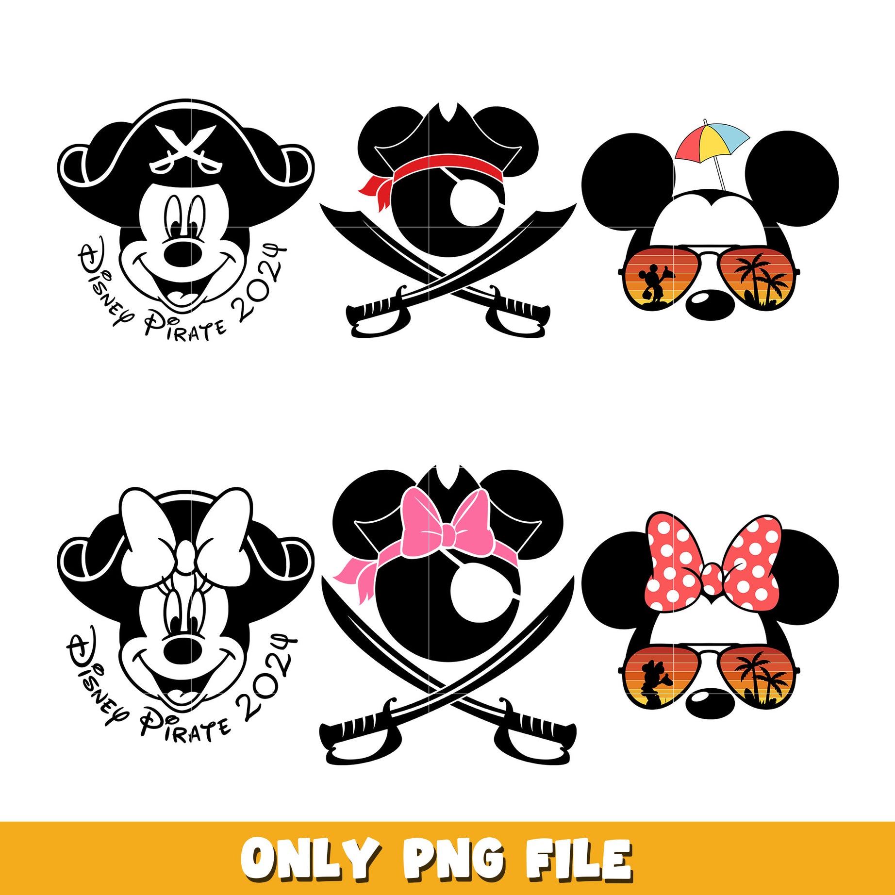 Mickey disney pirate 2024 bundle png, Disney cartoon png, Digital download 