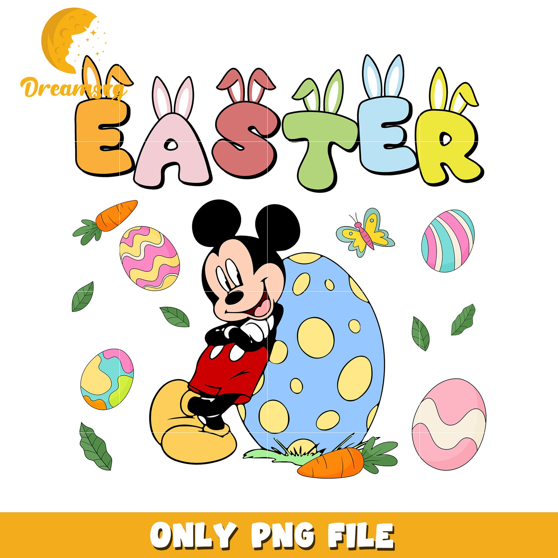 Mickey easter font design png, easter day png, mickey mouse png