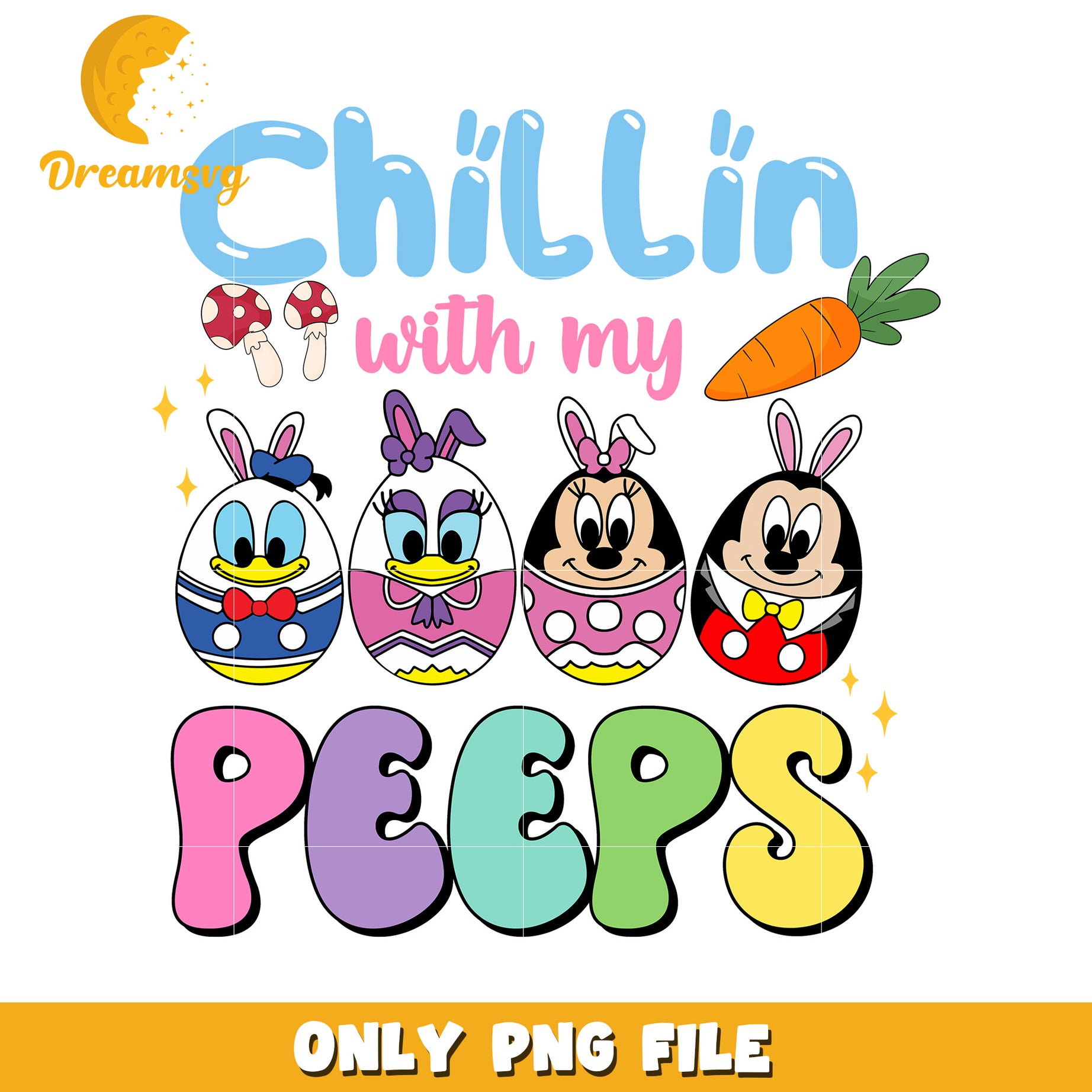 Mickey friends chillin with my peeps png, easter day png, disney png