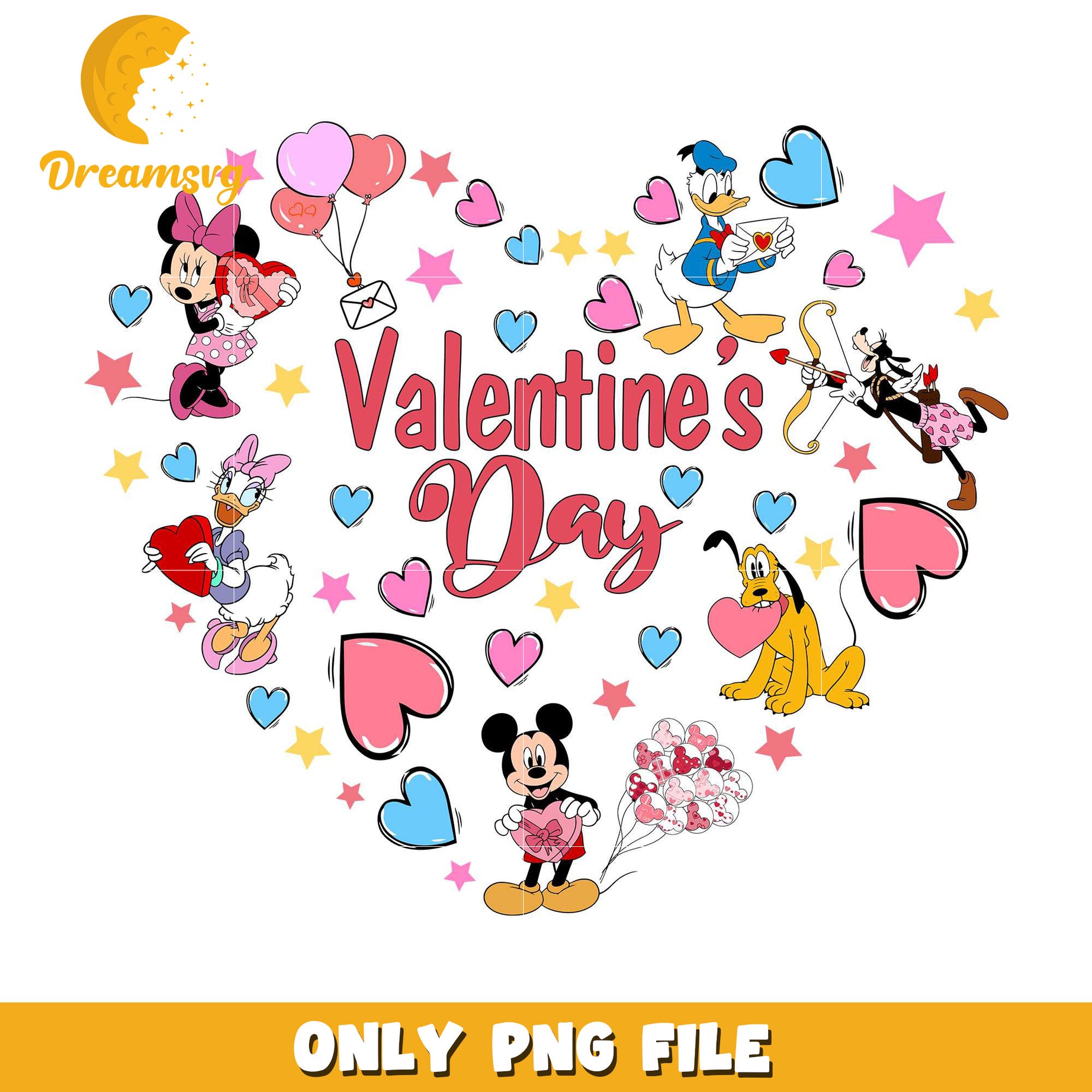 Mickey friends heart valentine's day png, disney valentine png