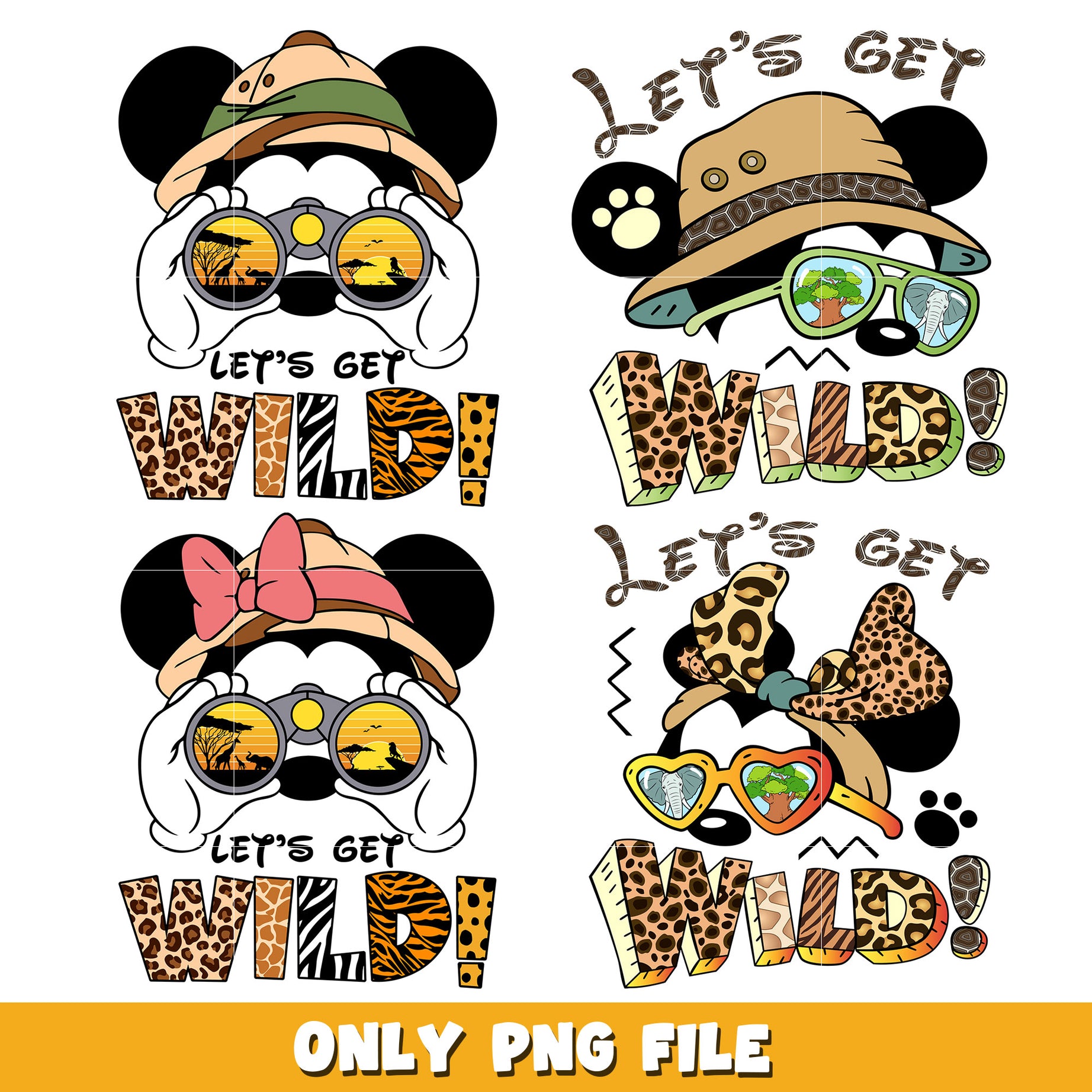 Mickey friends let's get wild bundle png, Disney cartoon png, Digital download 