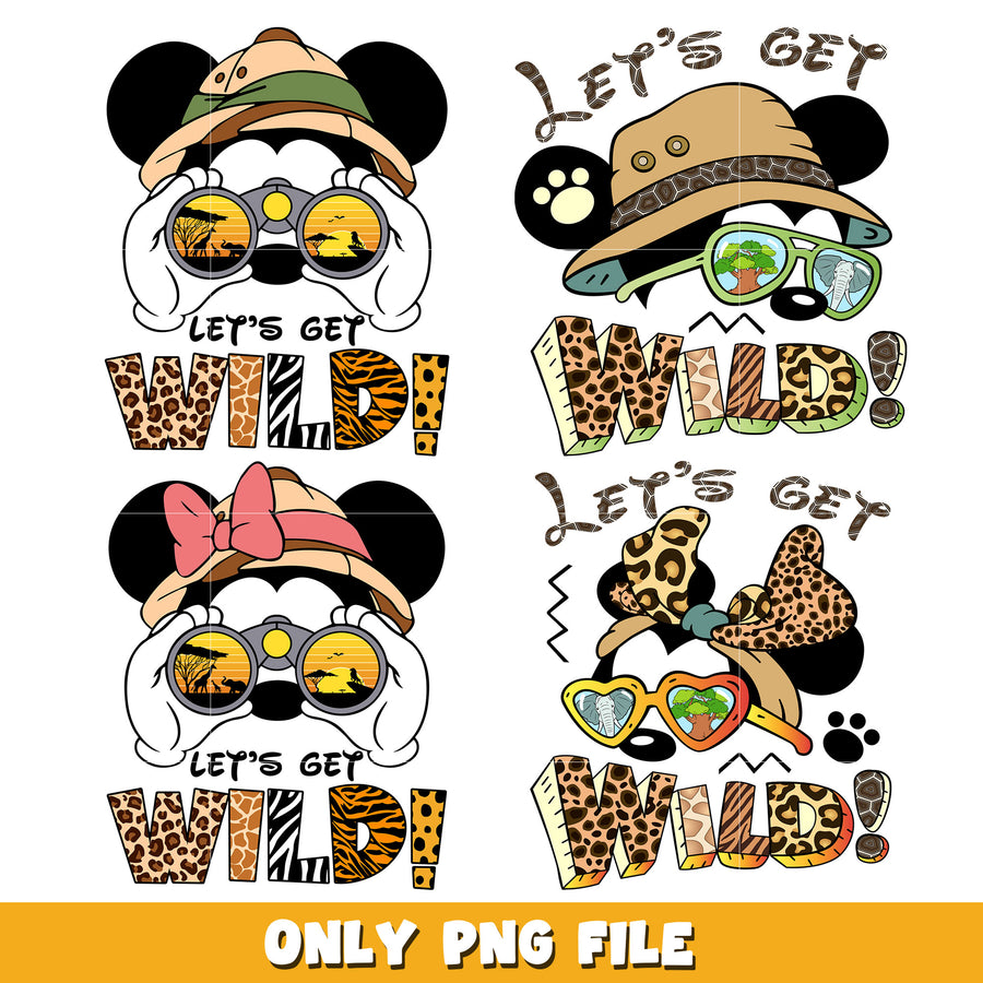 Mickey friends let's get wild bundle png, Disney cartoon png, Digital download 