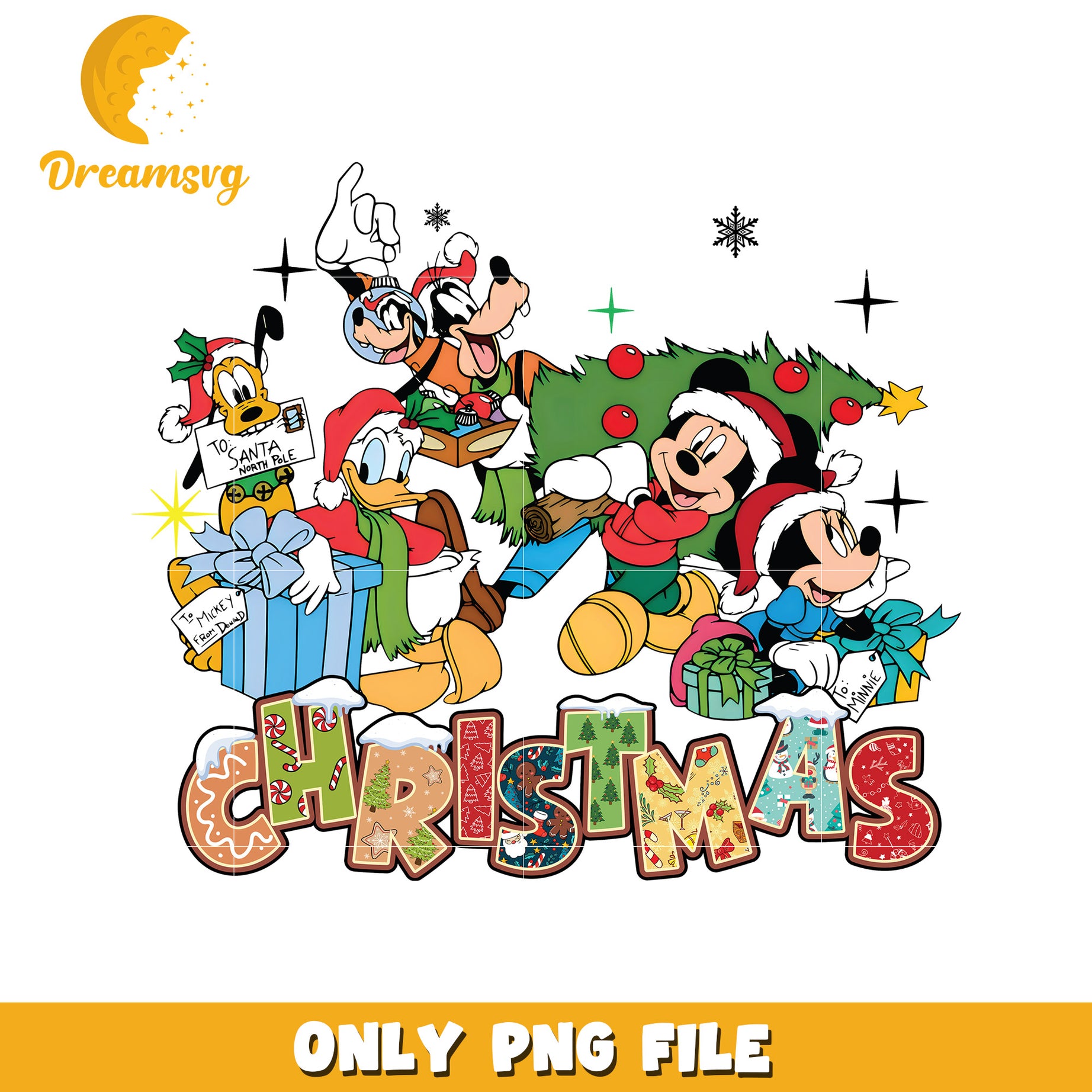 Mickey friends png, disney night png, winter sparkle png