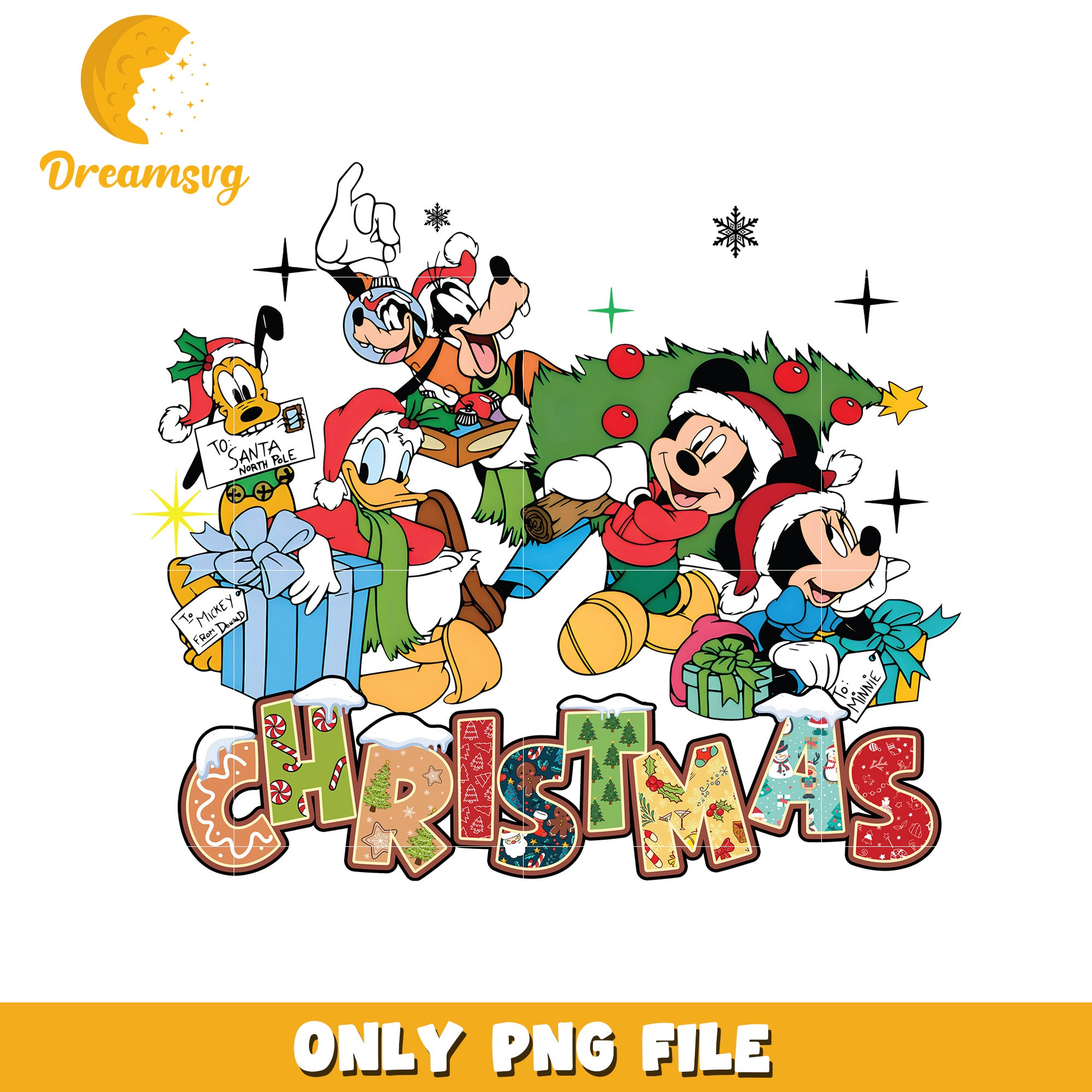 Mickey friends png, disney night png, winter sparkle png