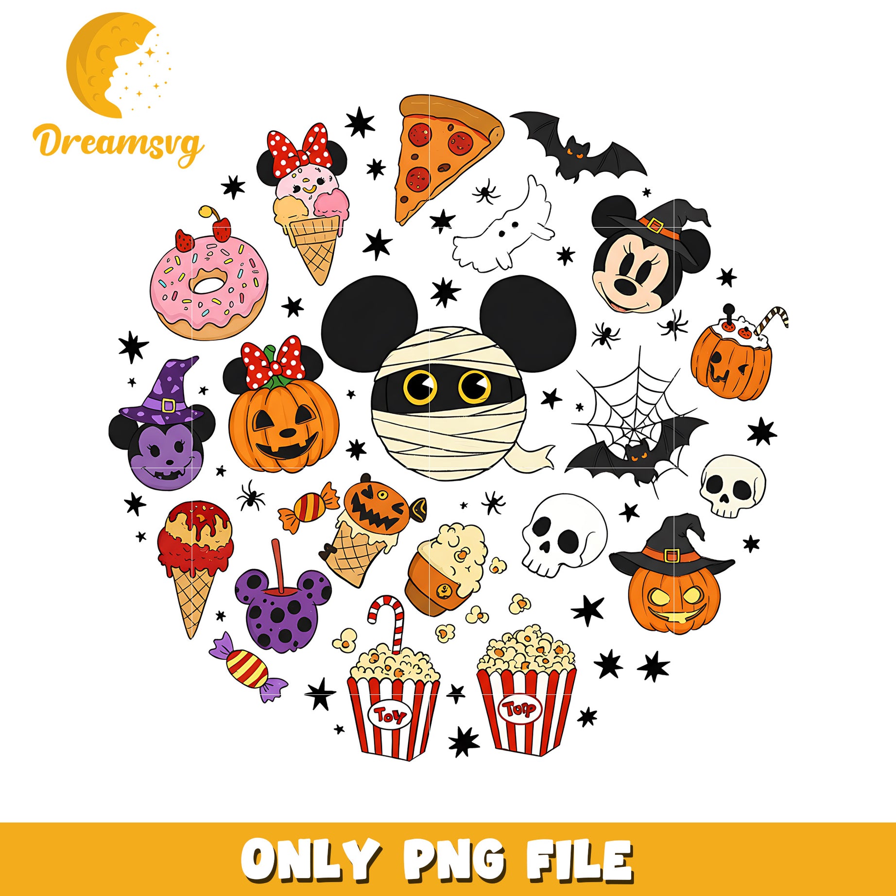 Mickey halloween design png, horror characters png, horror cartoons png