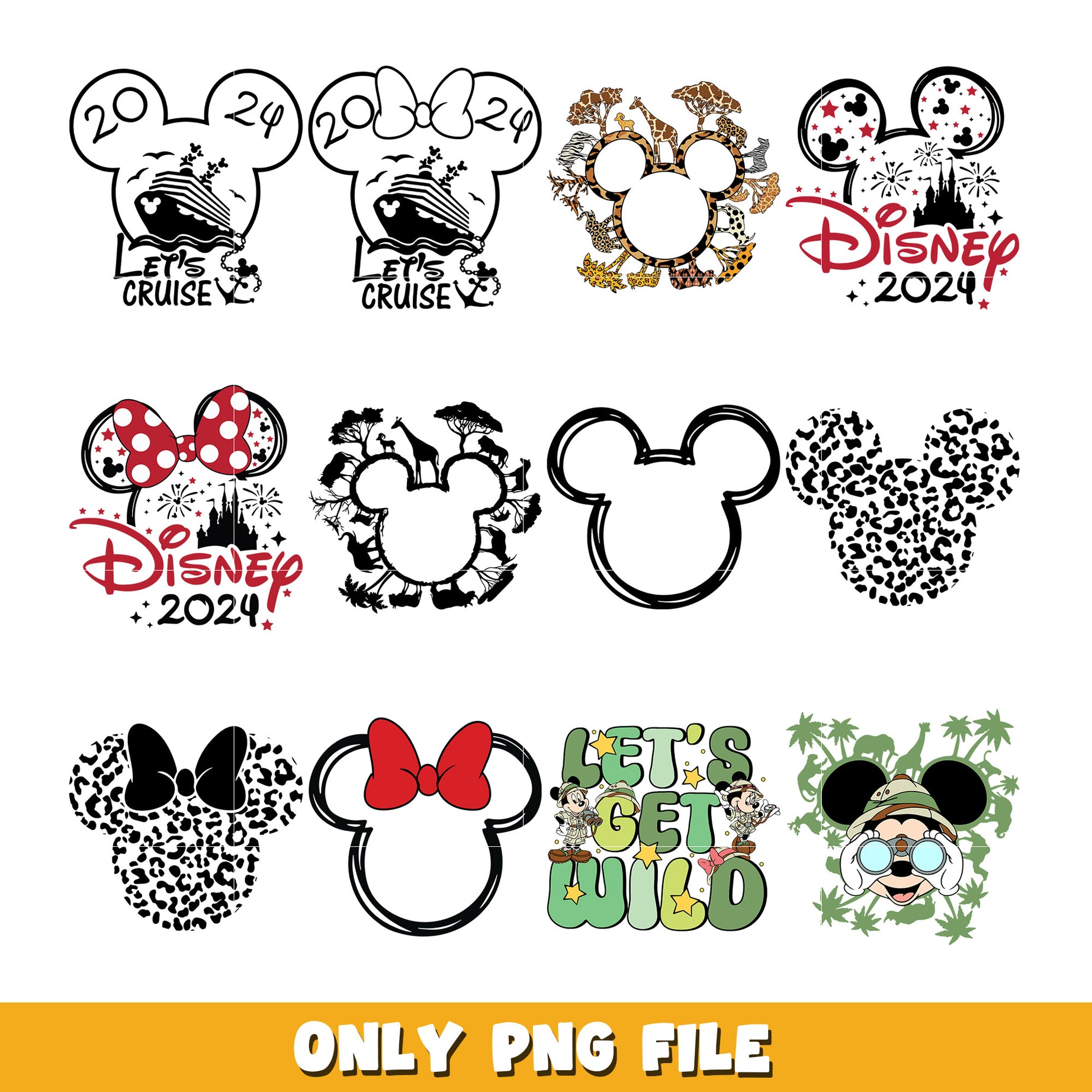 Mickey Character head bundle png, Disney cartoon png, Digital download 