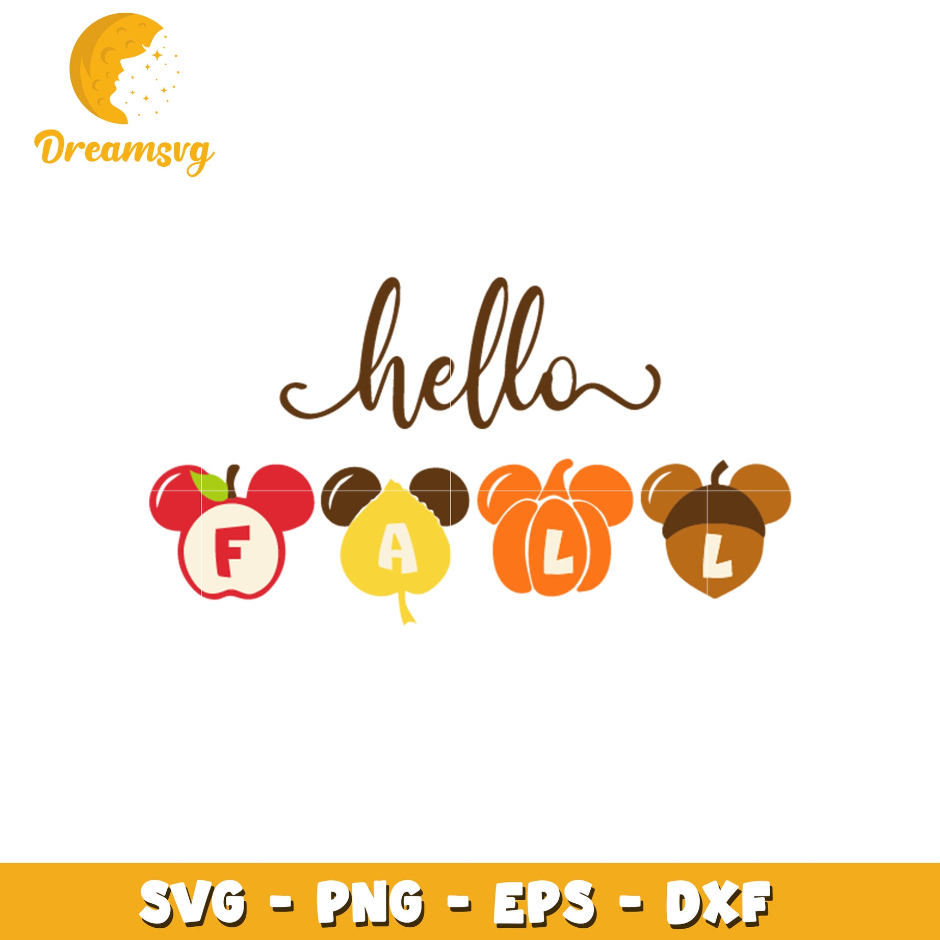 Mickey head hello fall svg, mickey character svg, disney svg