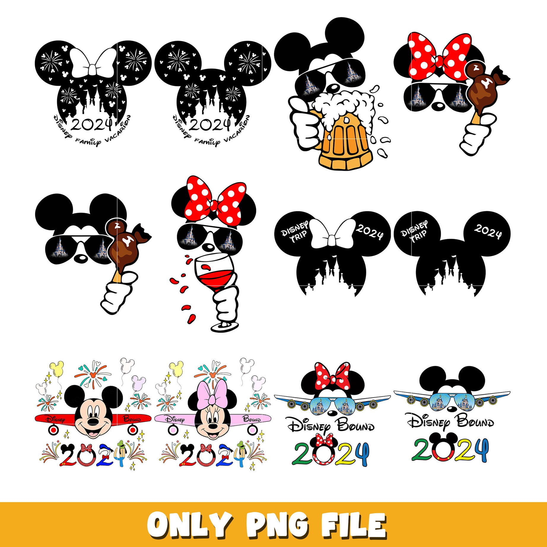 Mouse head bundle png, Disney cartoon png, Digital download 