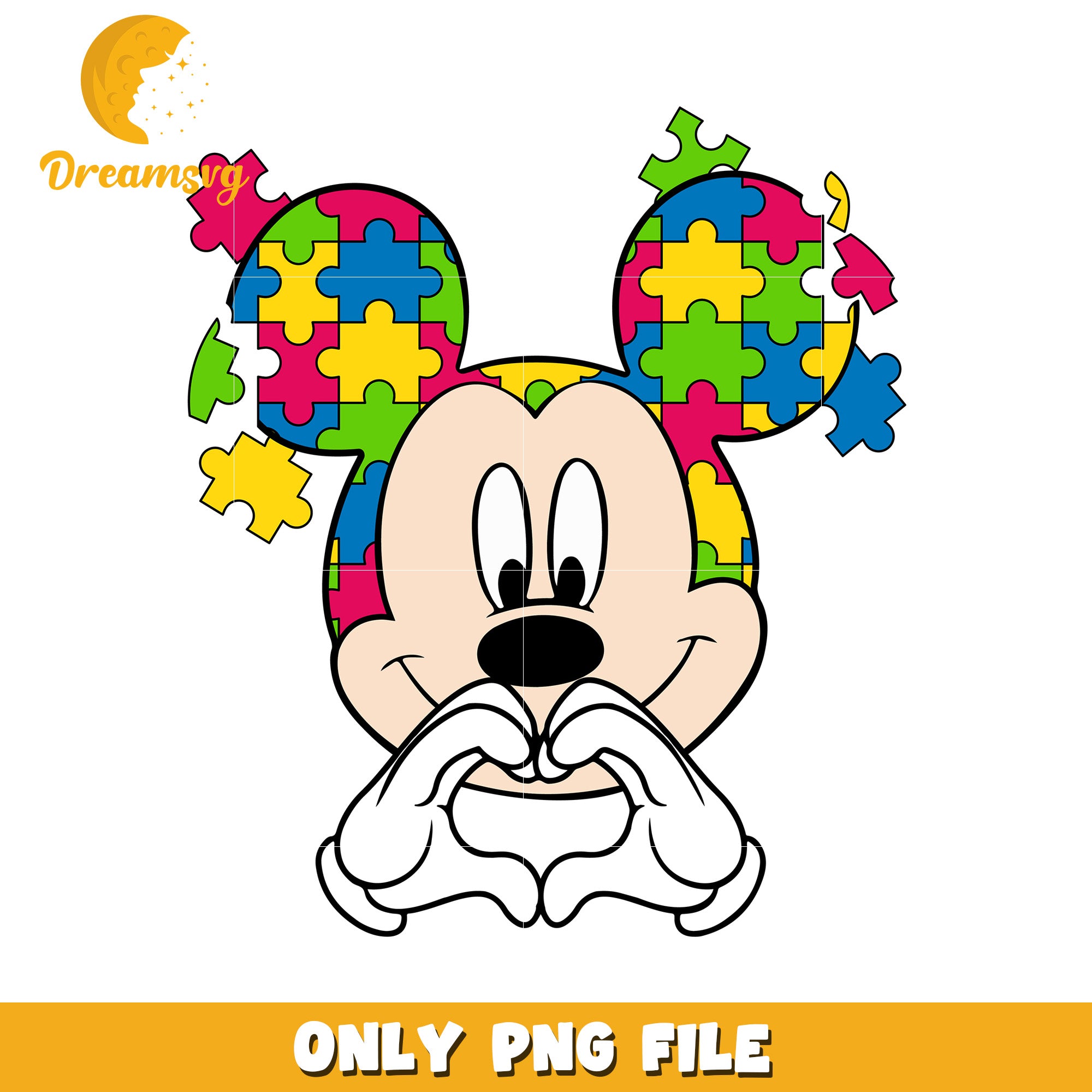 Mickey head puzzle autism png, autism awareness puzzle piece png