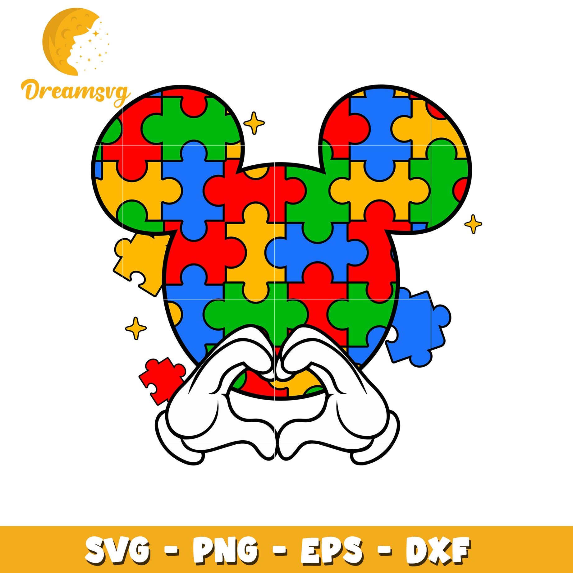 Mickey head puzzle heart hand svg, mickey head svg, disney svg