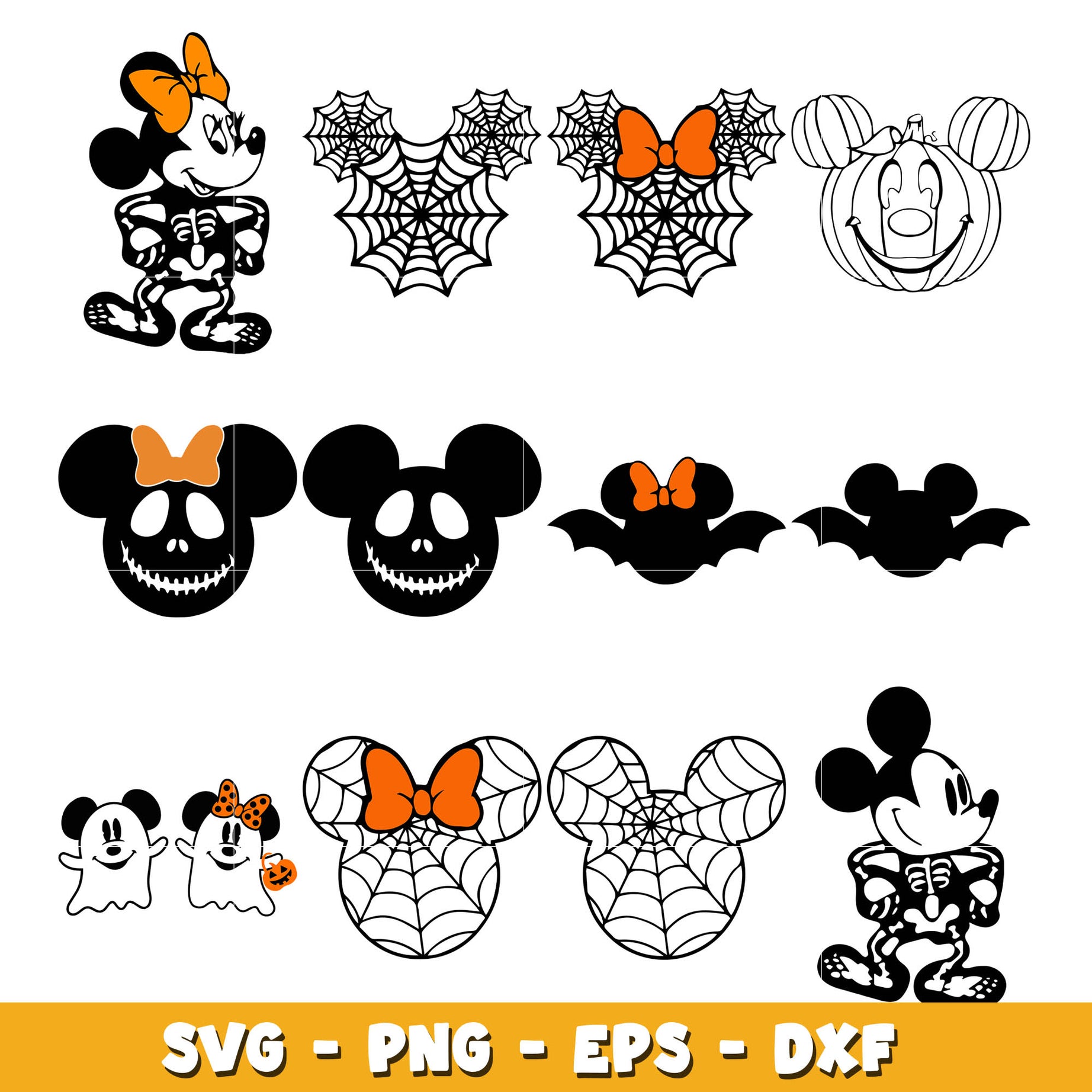 Disney Minnie Halloween bundle svg,  Disney cartoon svg, Digital download 