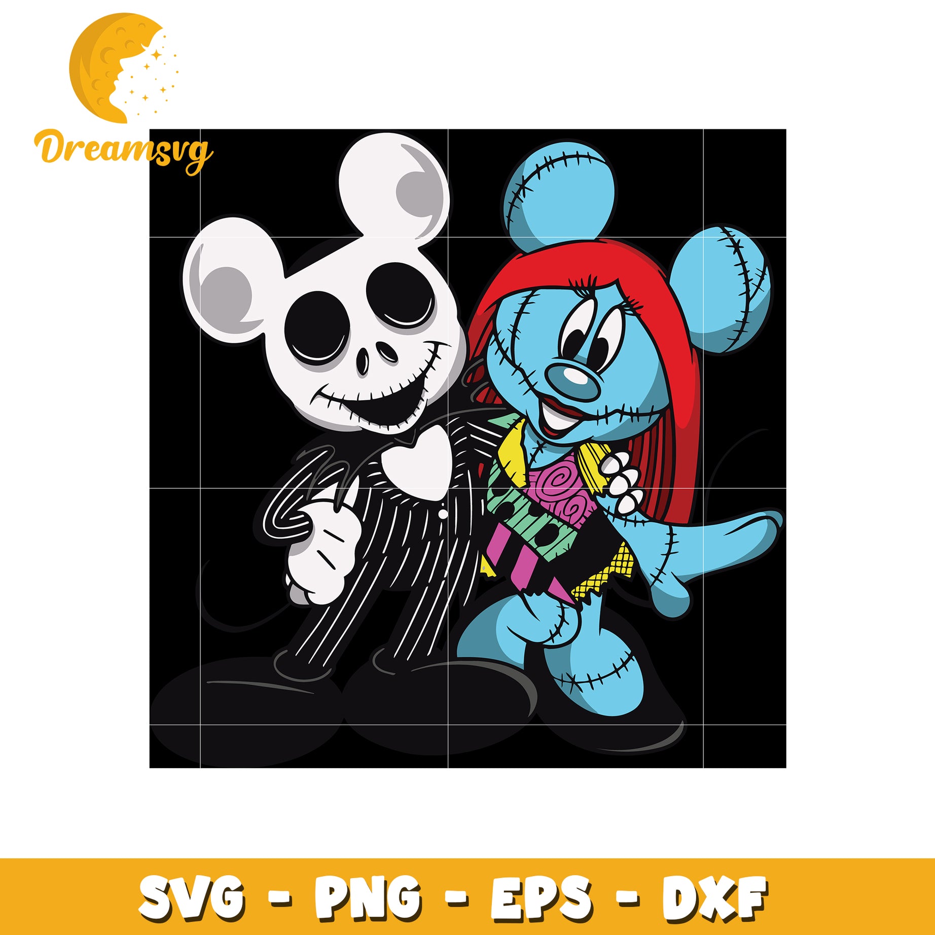 Mickey jack and minnie sally svg, nightmare before christmas svg