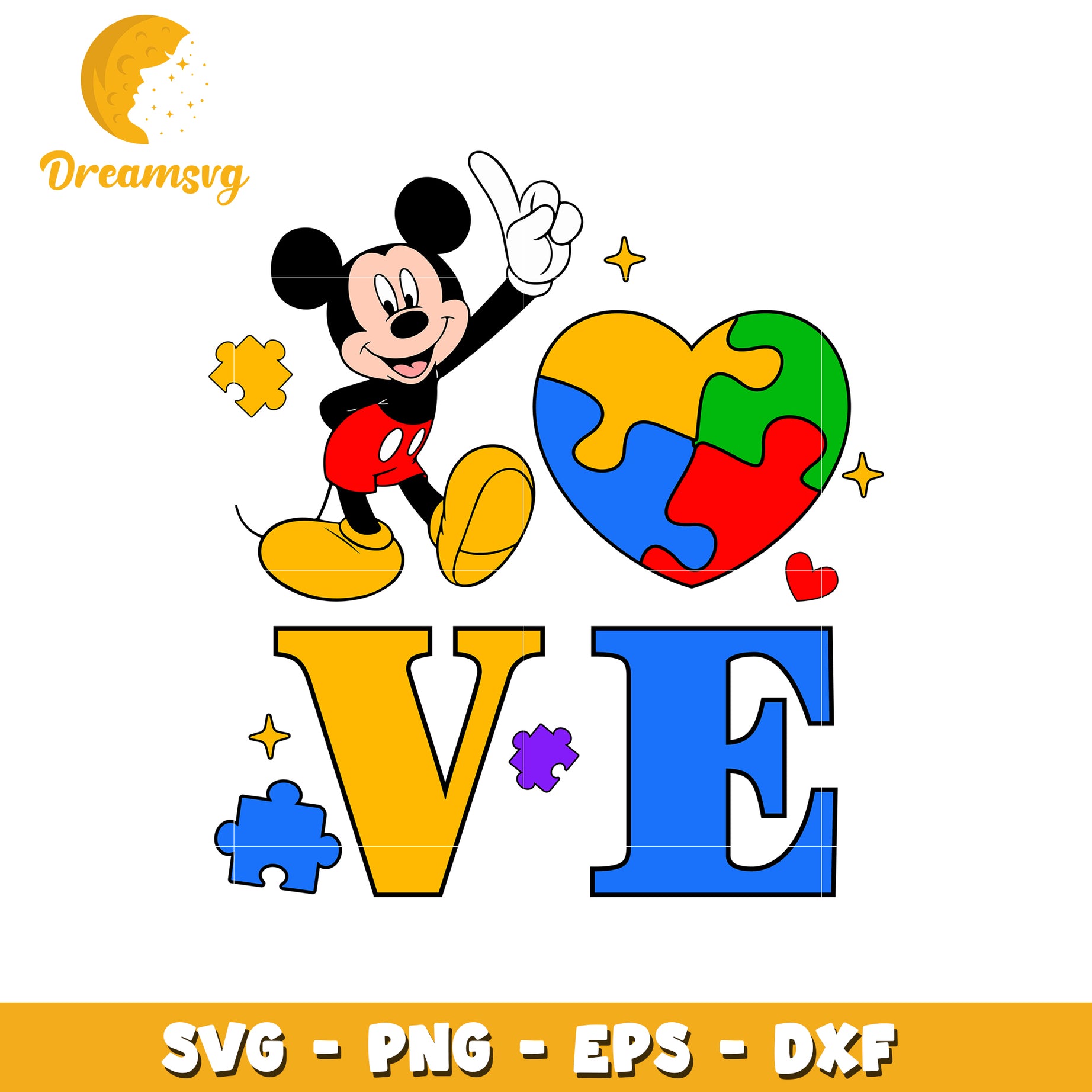 Mickey love autism svg, disney characters svg, autism awareness day svg