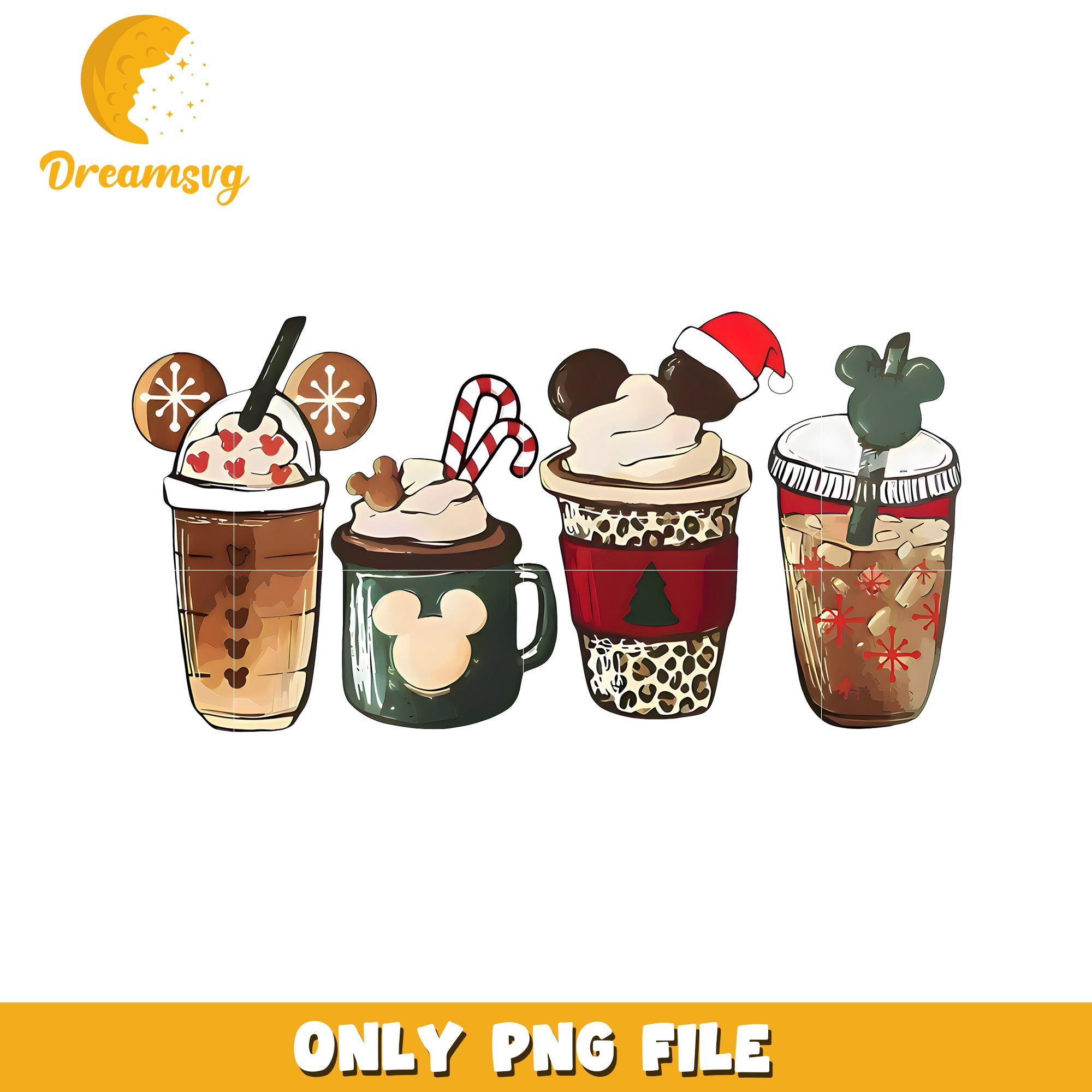 Mickey milkshake png, festive disney png, winter wonderland png