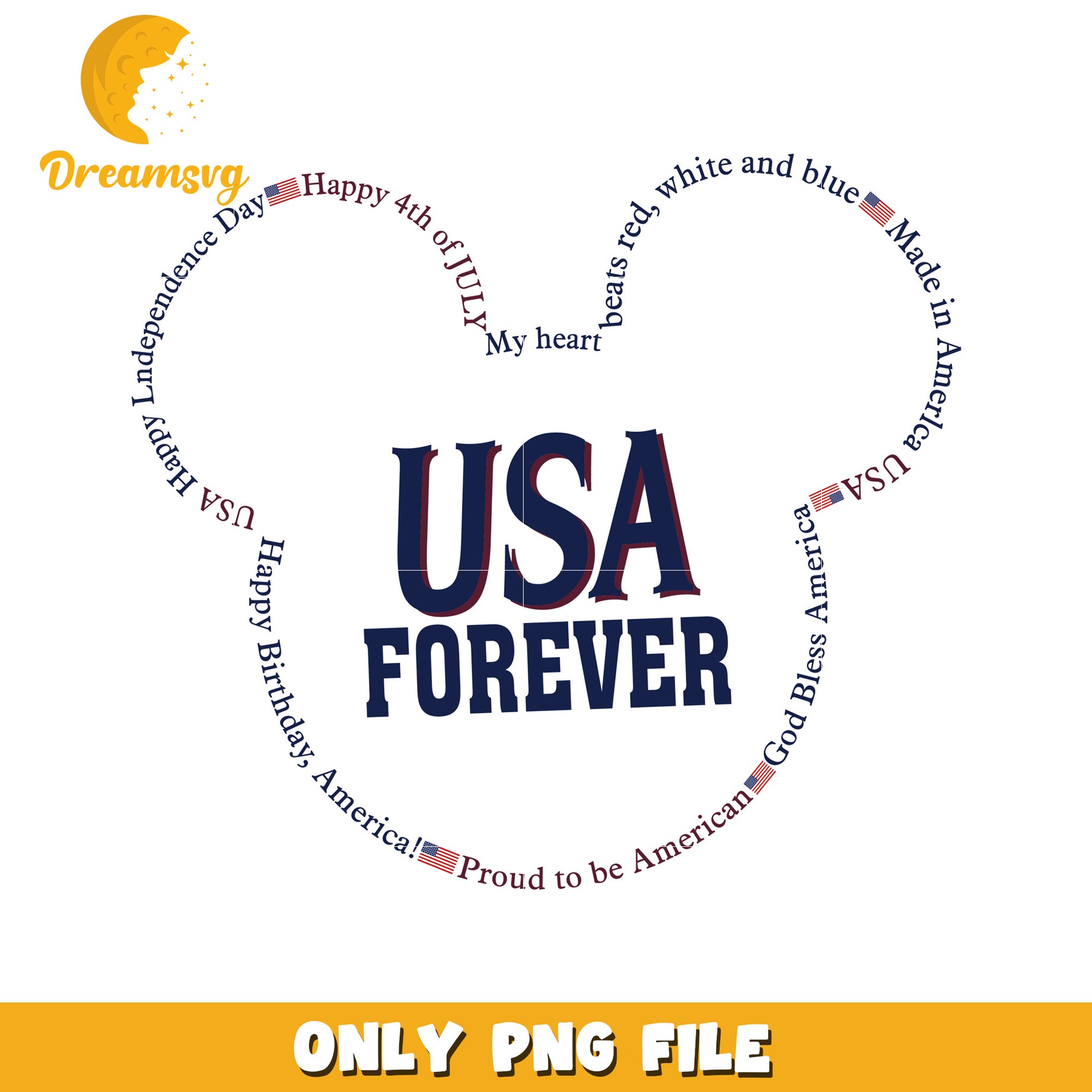 Mickey mouse usa forever png, red white and blue png, 4th of july disney png
