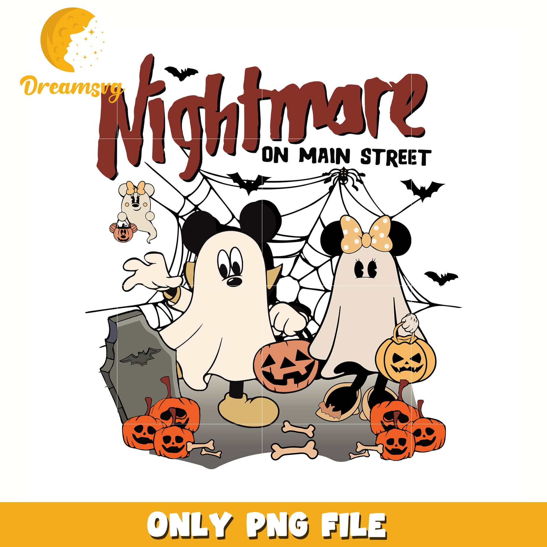 Mickey nightmare on main treet png, halloween decor png, halloween characters png