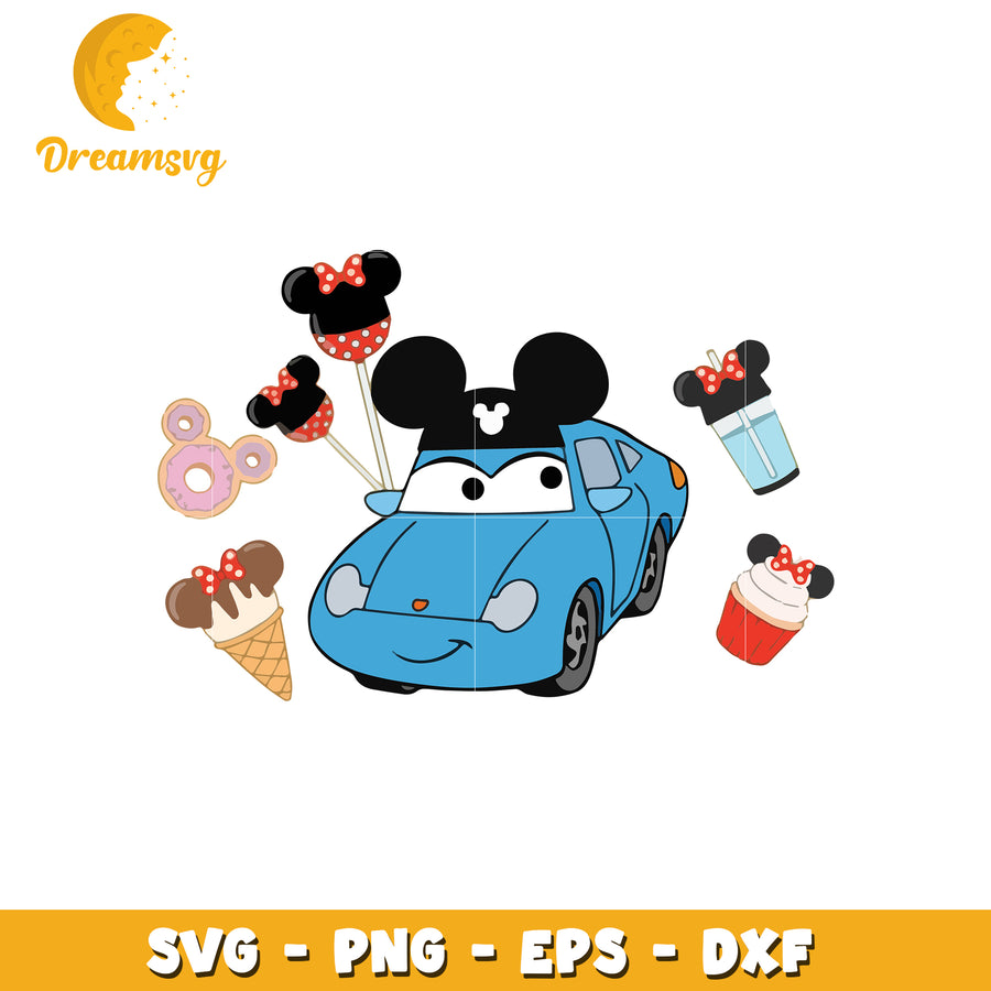 Mickey sally car svg, disney svg, cars movie characters svg