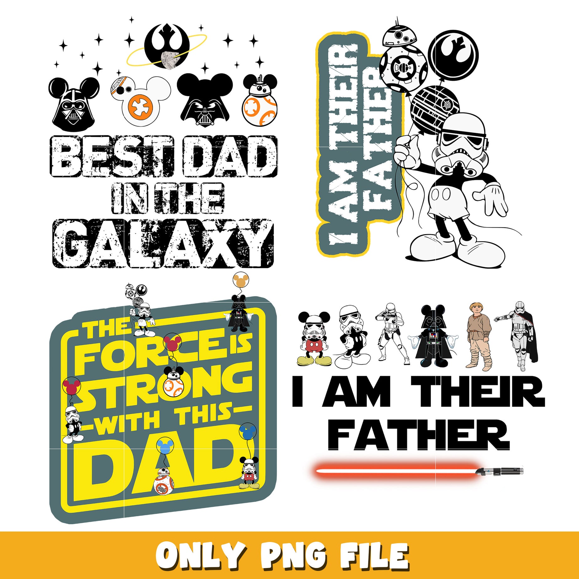 Mickey star war bundle png, Disney cartoon png, Digital download  