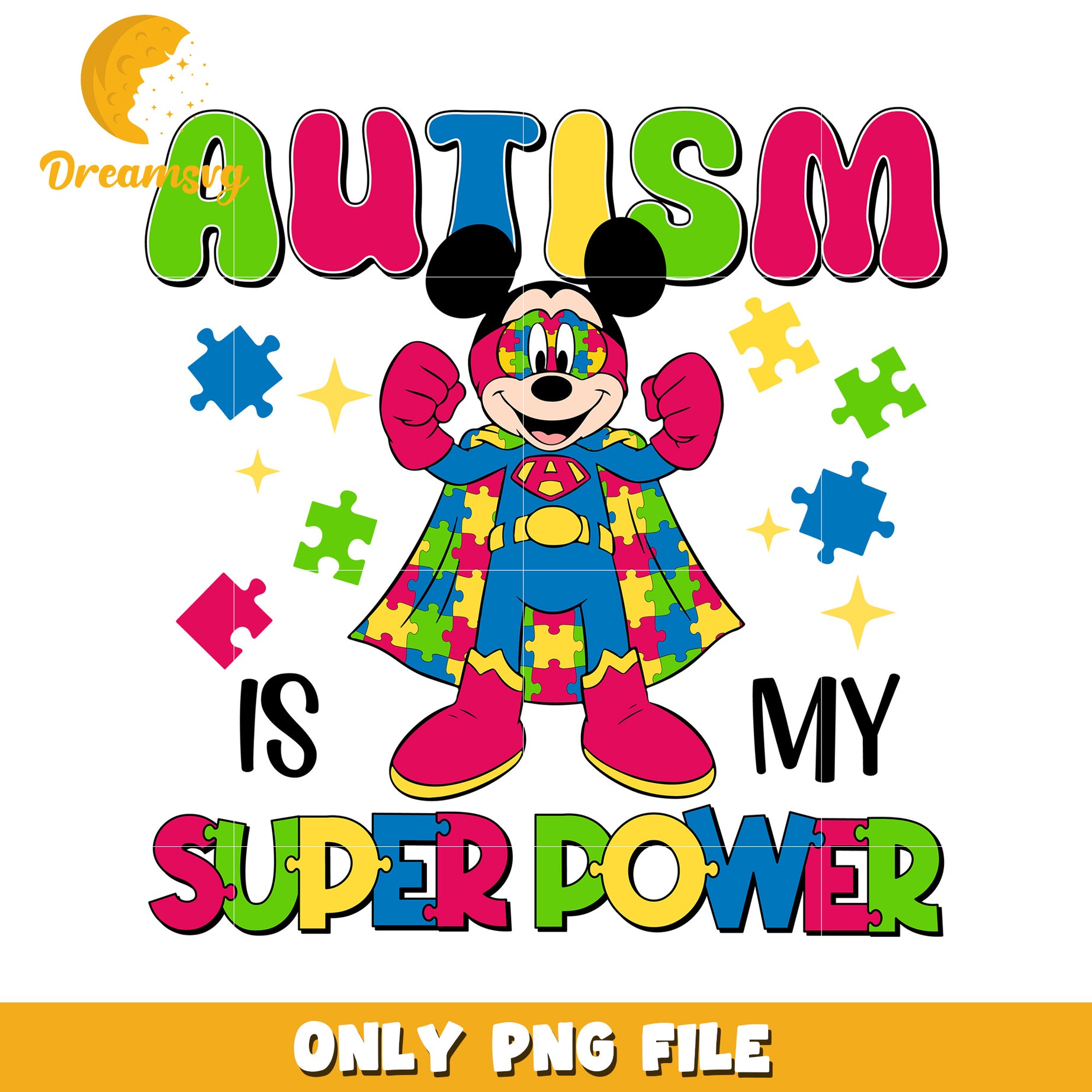 Mickey superhero autism is my super power png, autism awareness png