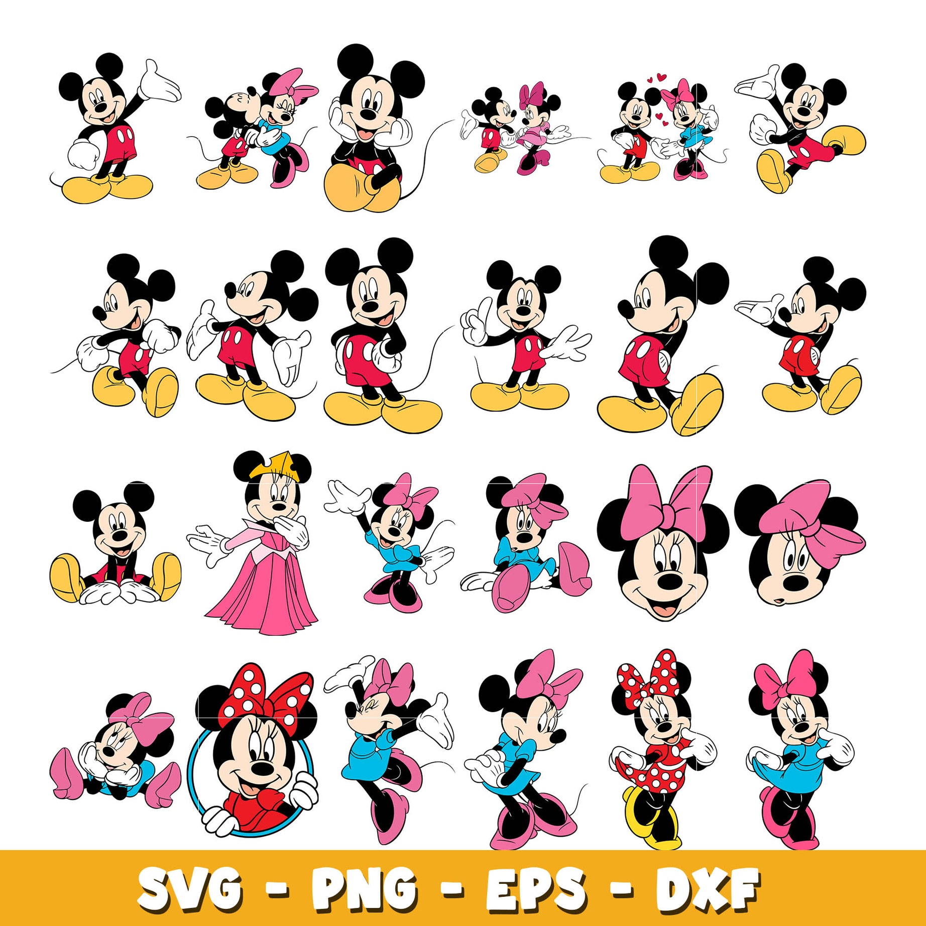 Bundle Minnie Mickey Mouse  svg, Disney cartoon svg, Digital download  