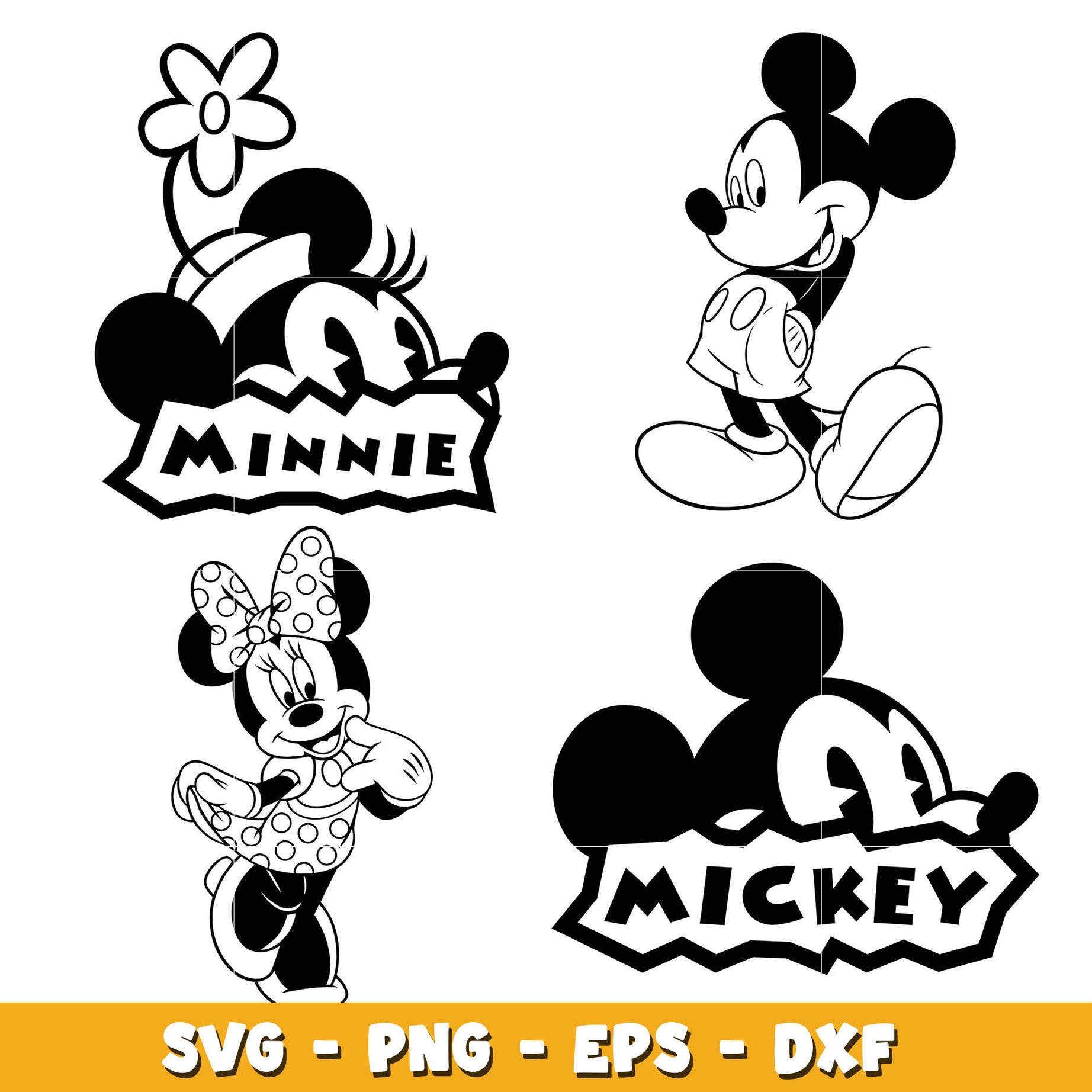 Mouse coloring bundle svg, Disney cartoon svg, Digital download 