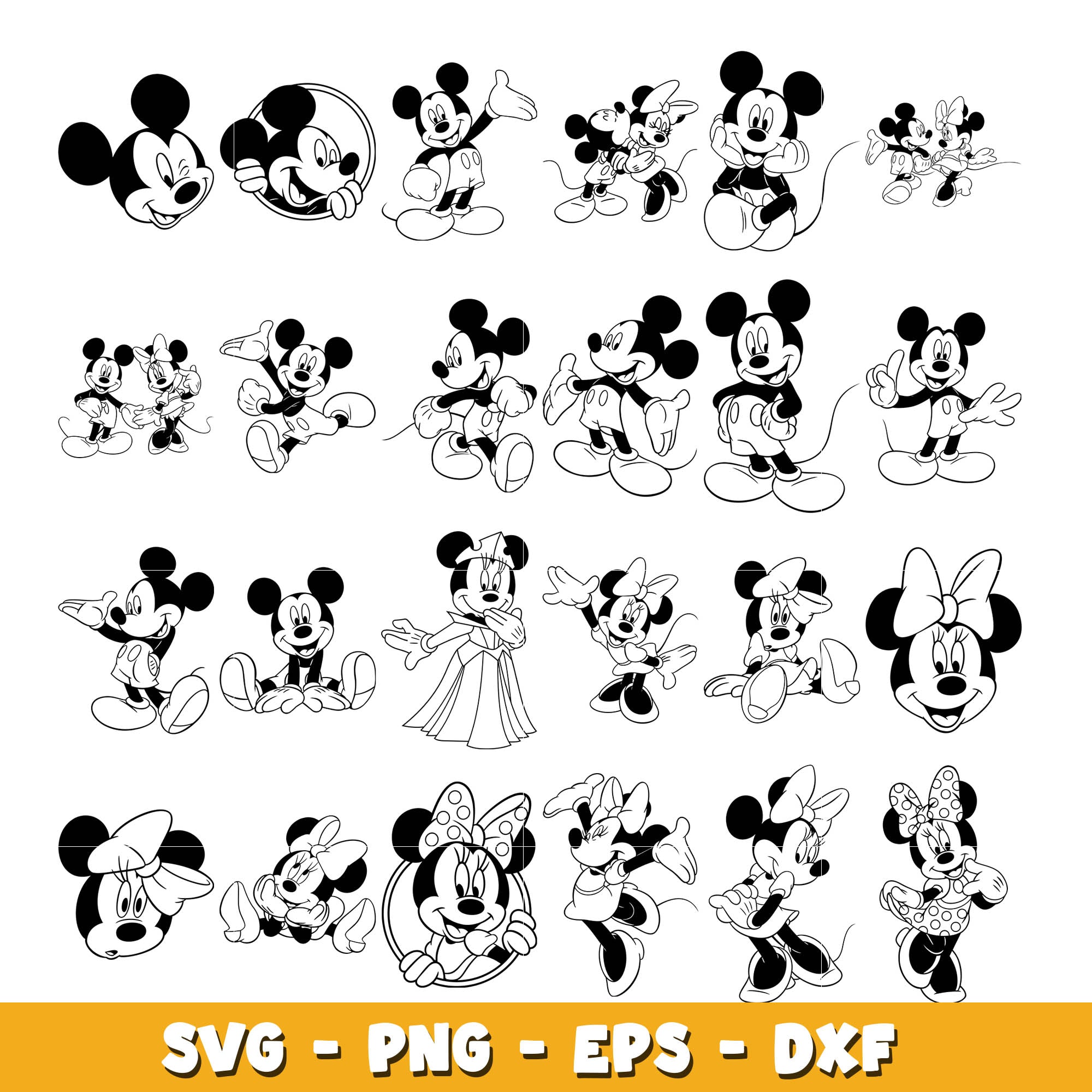 Mickey mouse Pose coloring bundle svg, Disney cartoon svg, Digital dow ...