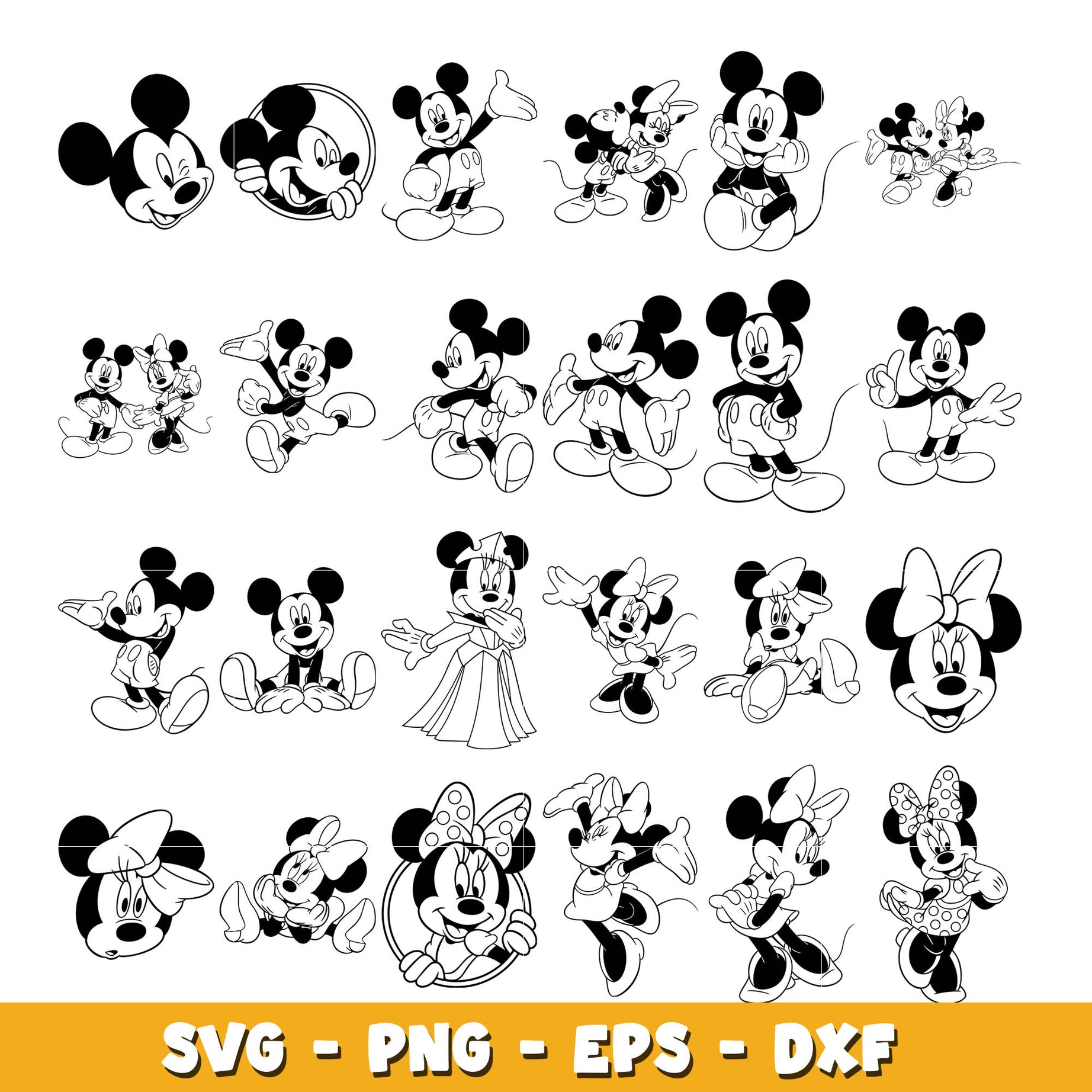 Mickey mouse Pose coloring bundle svg,  Disney cartoon svg, Digital download  