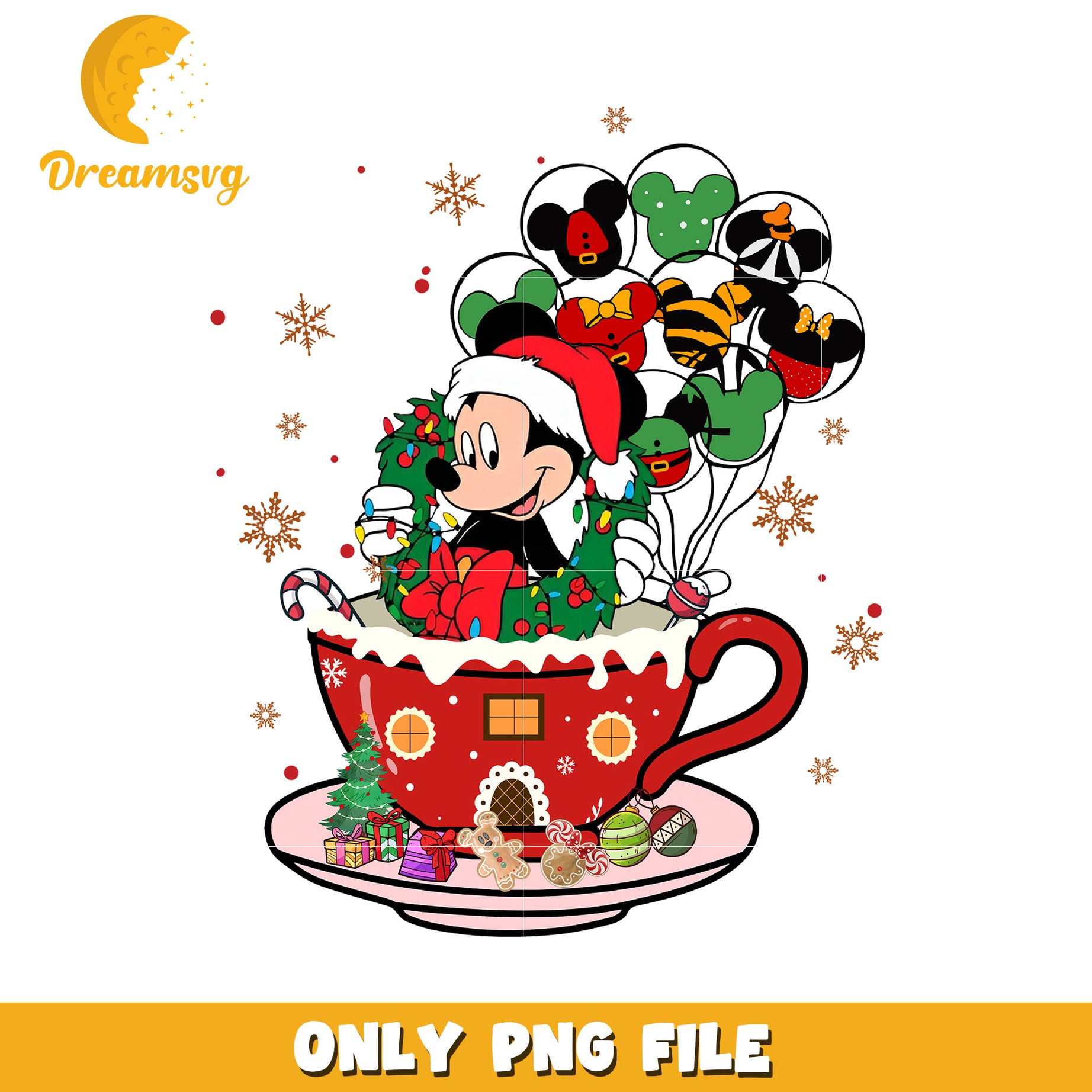 Mickey tea cup png, festive disney png, winter wonderland png